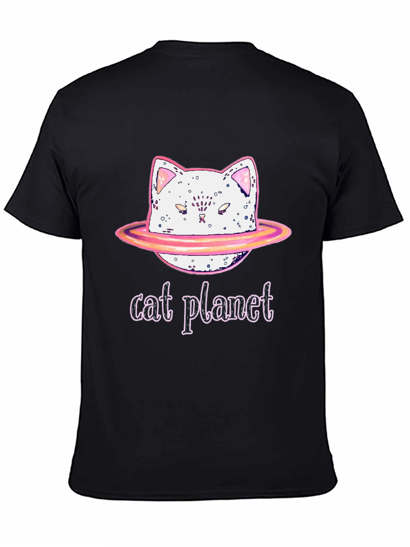 Black Cat Planet Graphic Tee - Unisex Black T-Shirt view 4