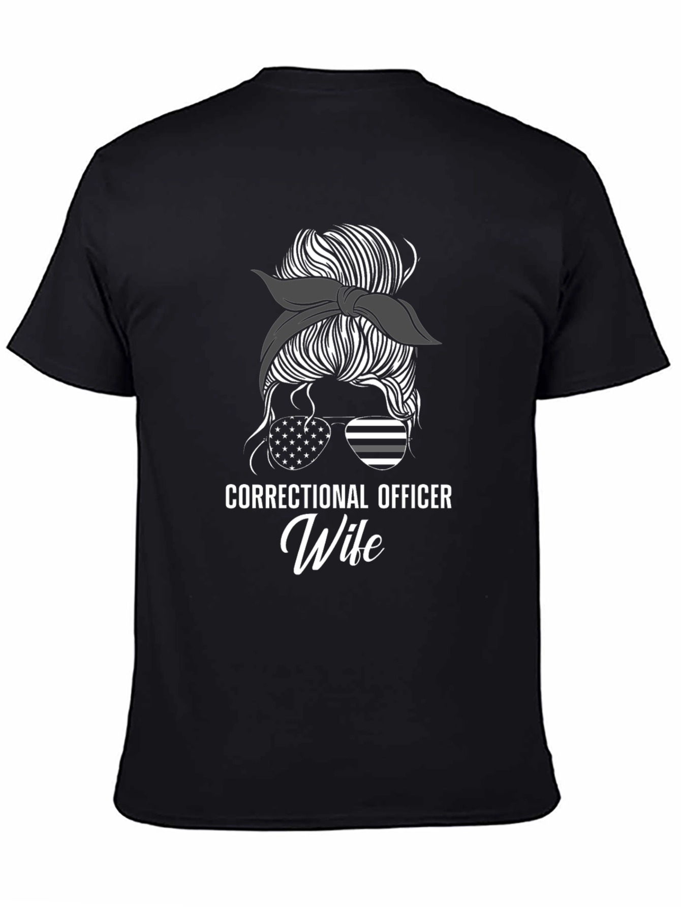 Black Correctional Officer Wife Graphic T-Shirt view 4