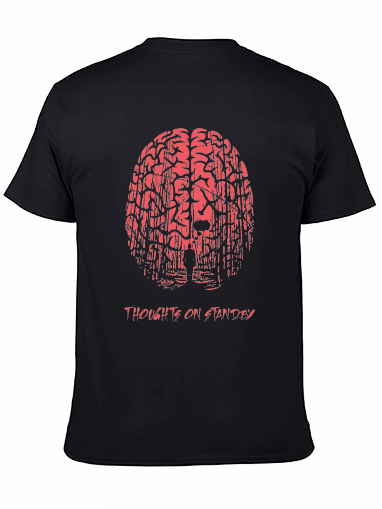 Black Thoughts on Standby Graphic Print T-Shirt view 4