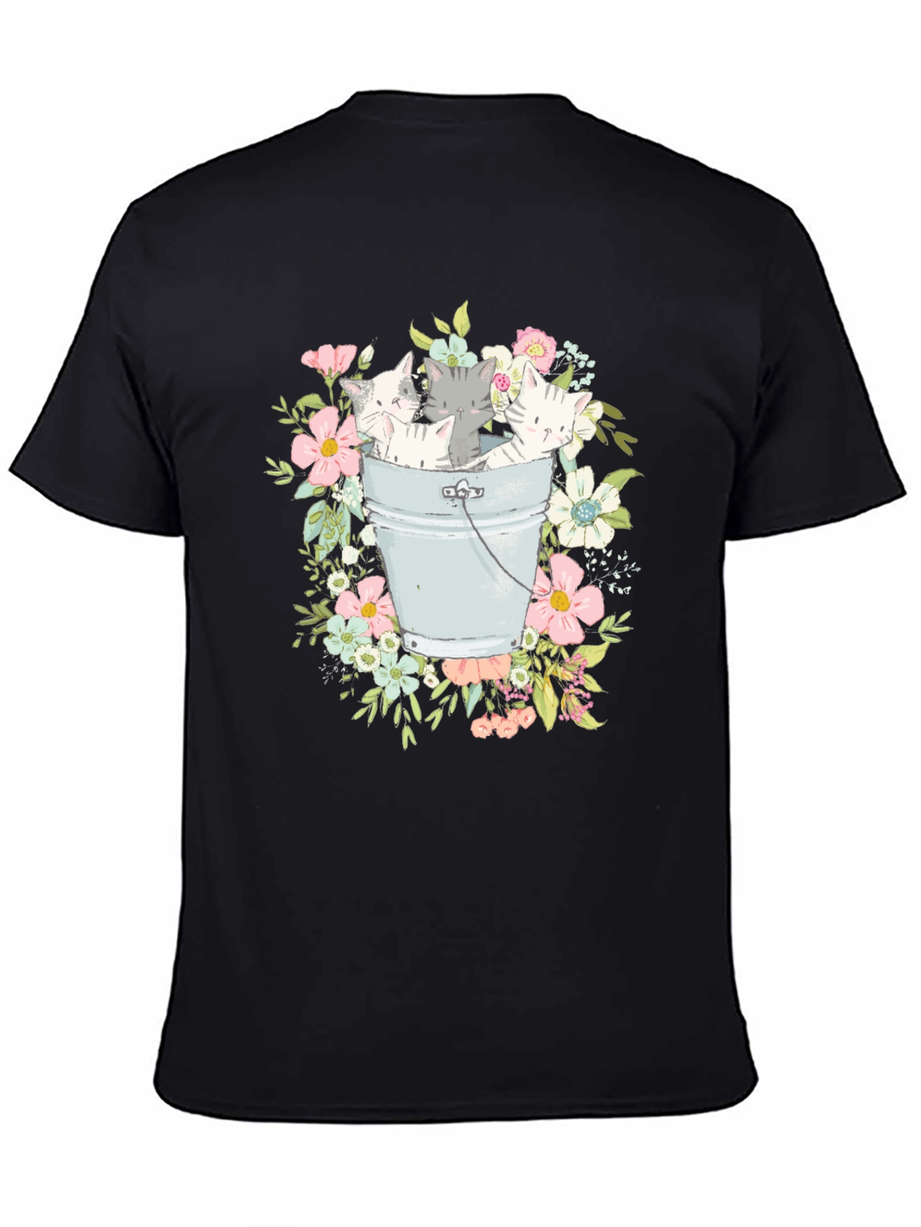 Black Kittens in a Bucket Graphic T-Shirt view 4