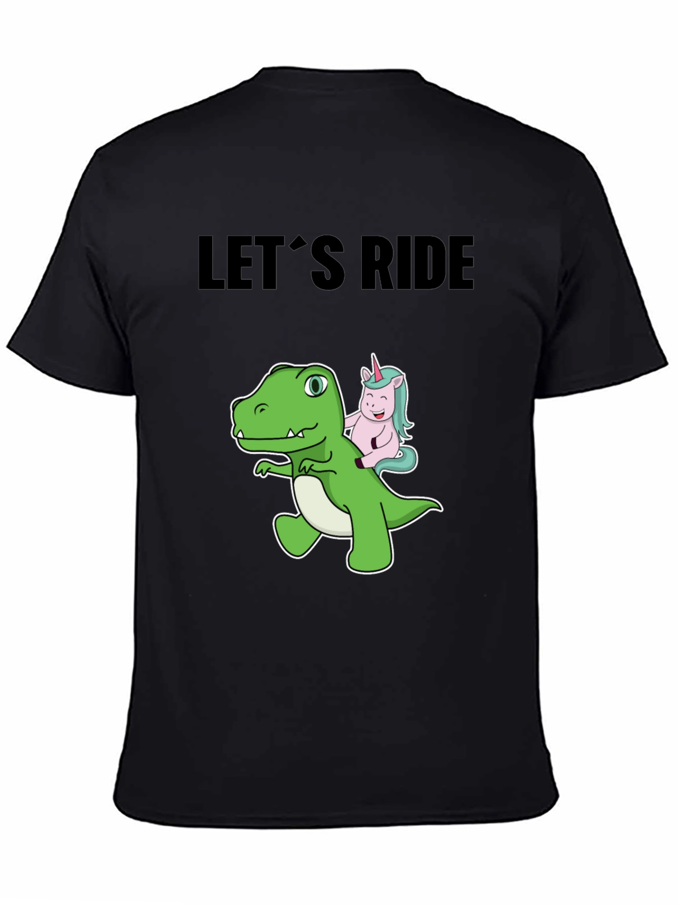 Black Dino and Unicorn Let's Ride Graphic Tee view 4