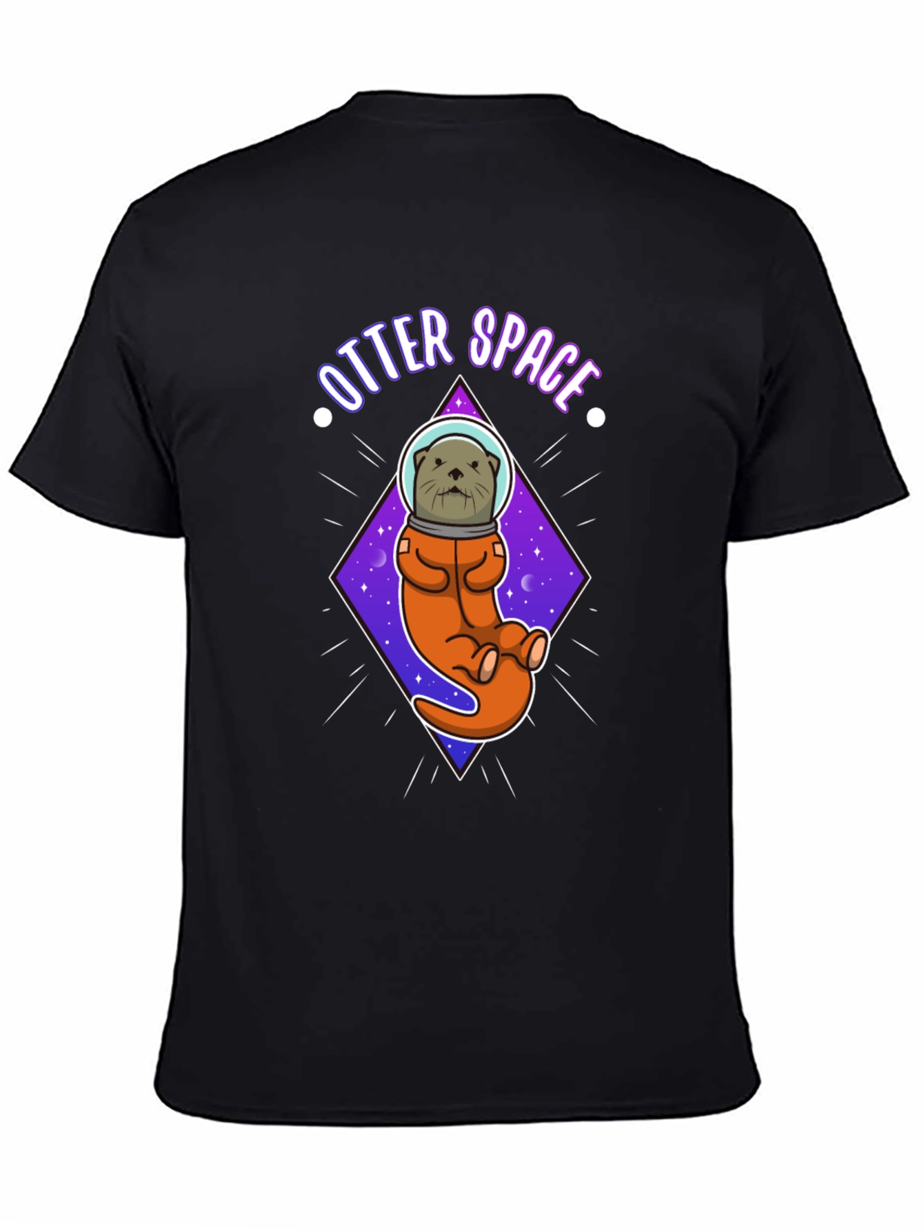 Black Otter Space Graphic T-Shirt view 4