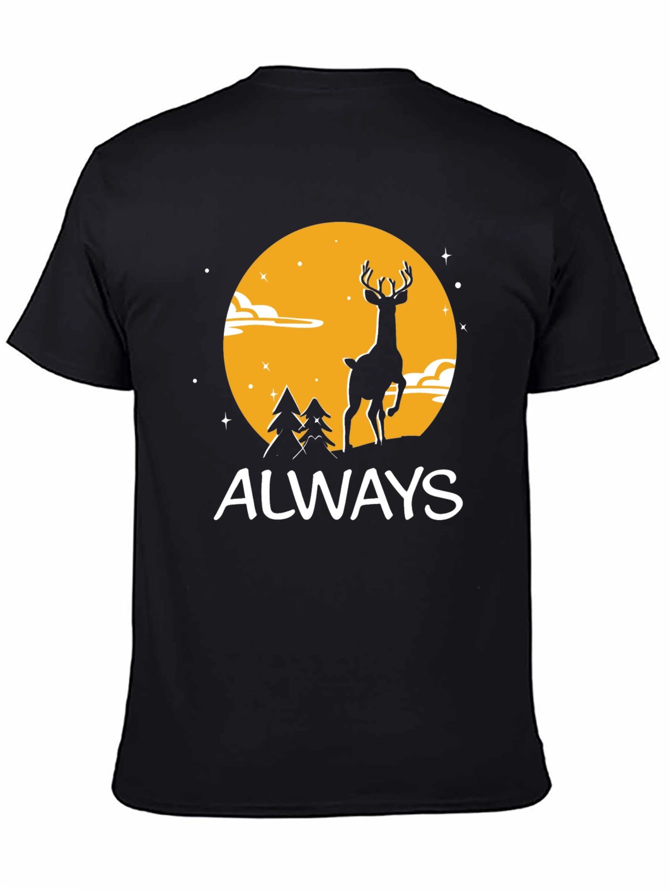 Black Always Deer Graphic Tee - Black T-Shirt view 4