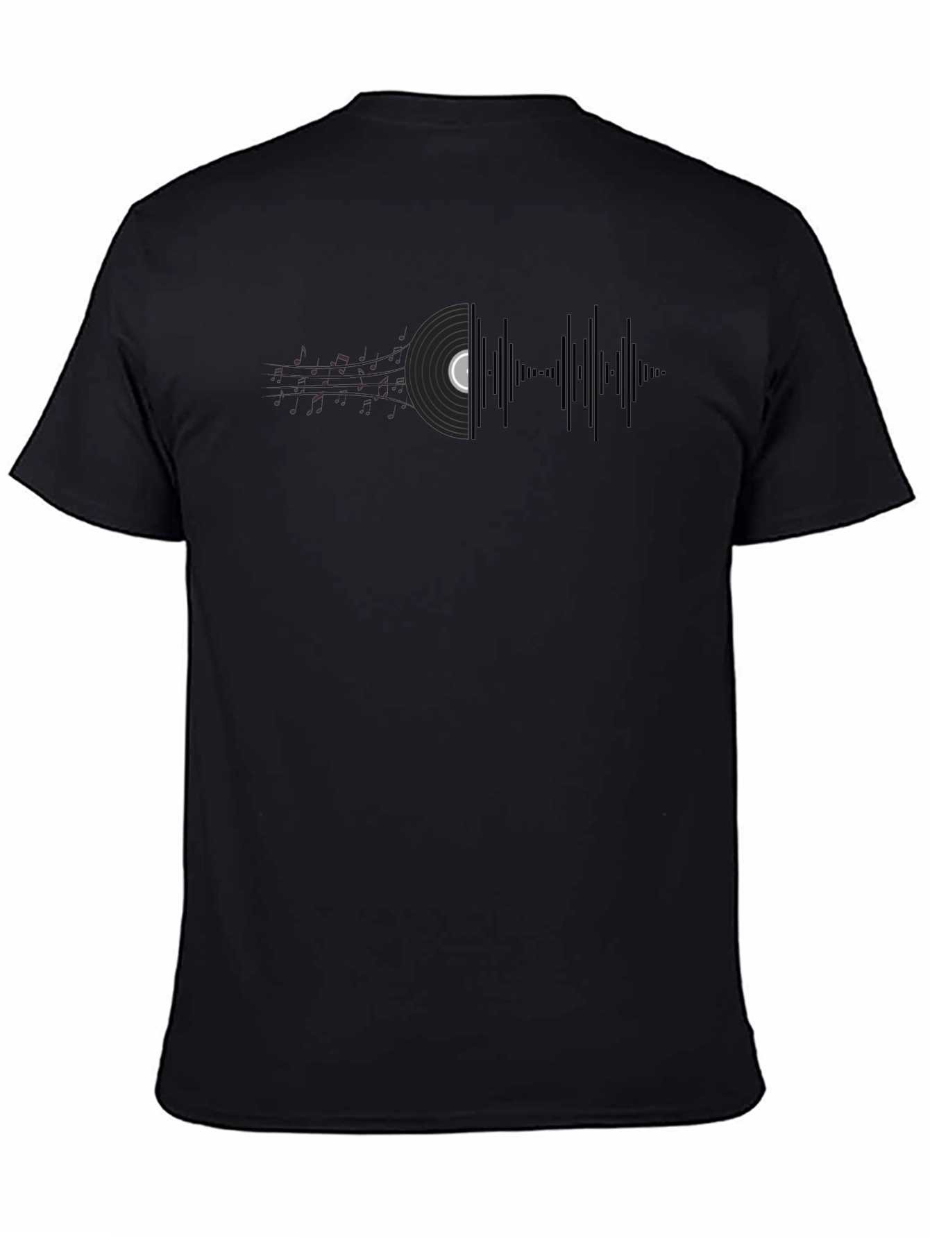 Black Vinyl Record Soundwave Graphic Tee - Music Lover's Shirt view 4