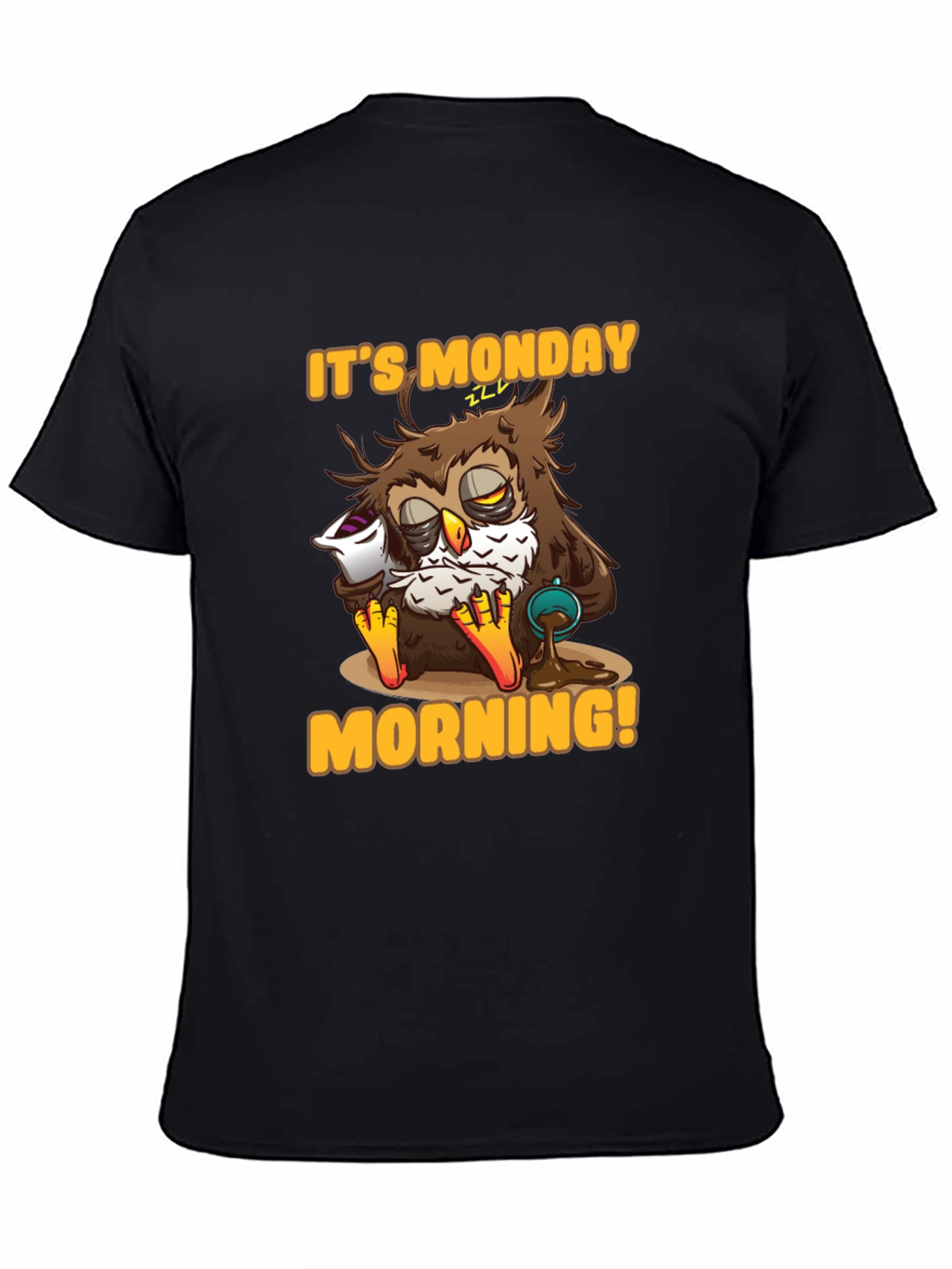 Black It's Monday Morning Owl T-Shirt view 4