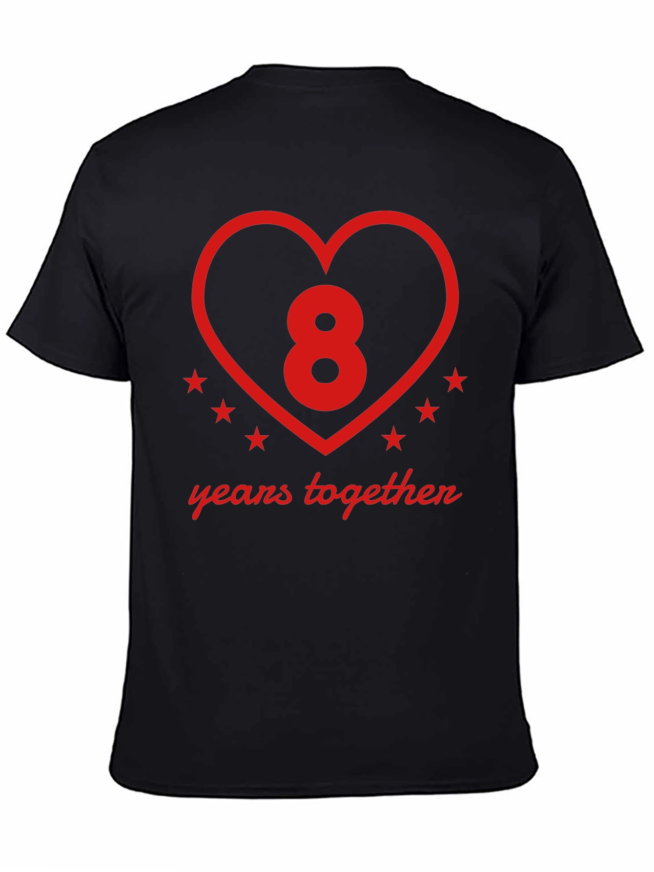 Black 8 Years Together Anniversary T-Shirt view 4