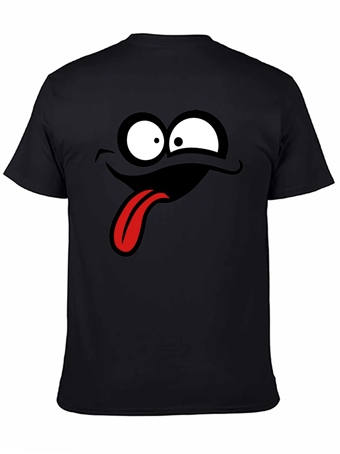 Black Funny Cartoon Face Black T-Shirt view 4