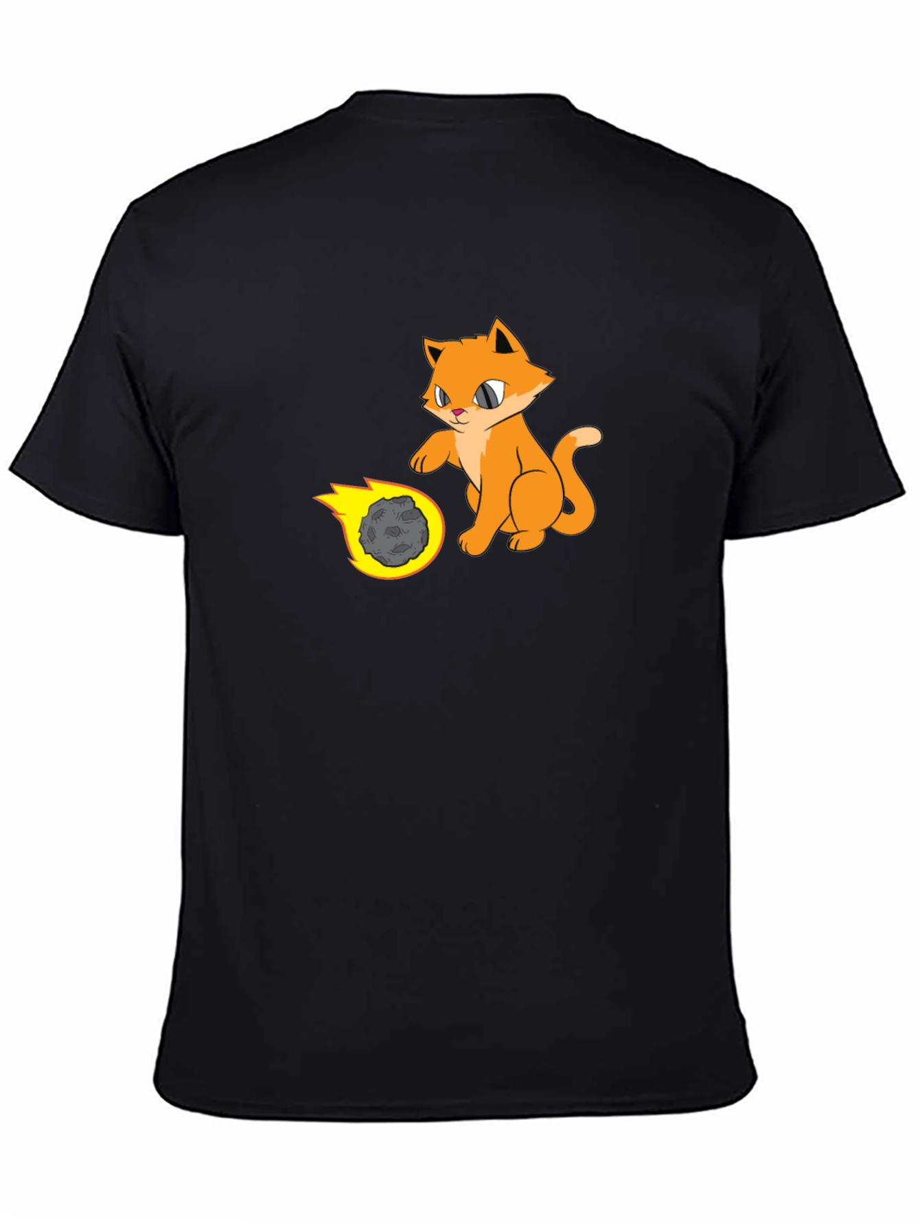 Black Cool Cat Playing with Meteor T-Shirt view 4