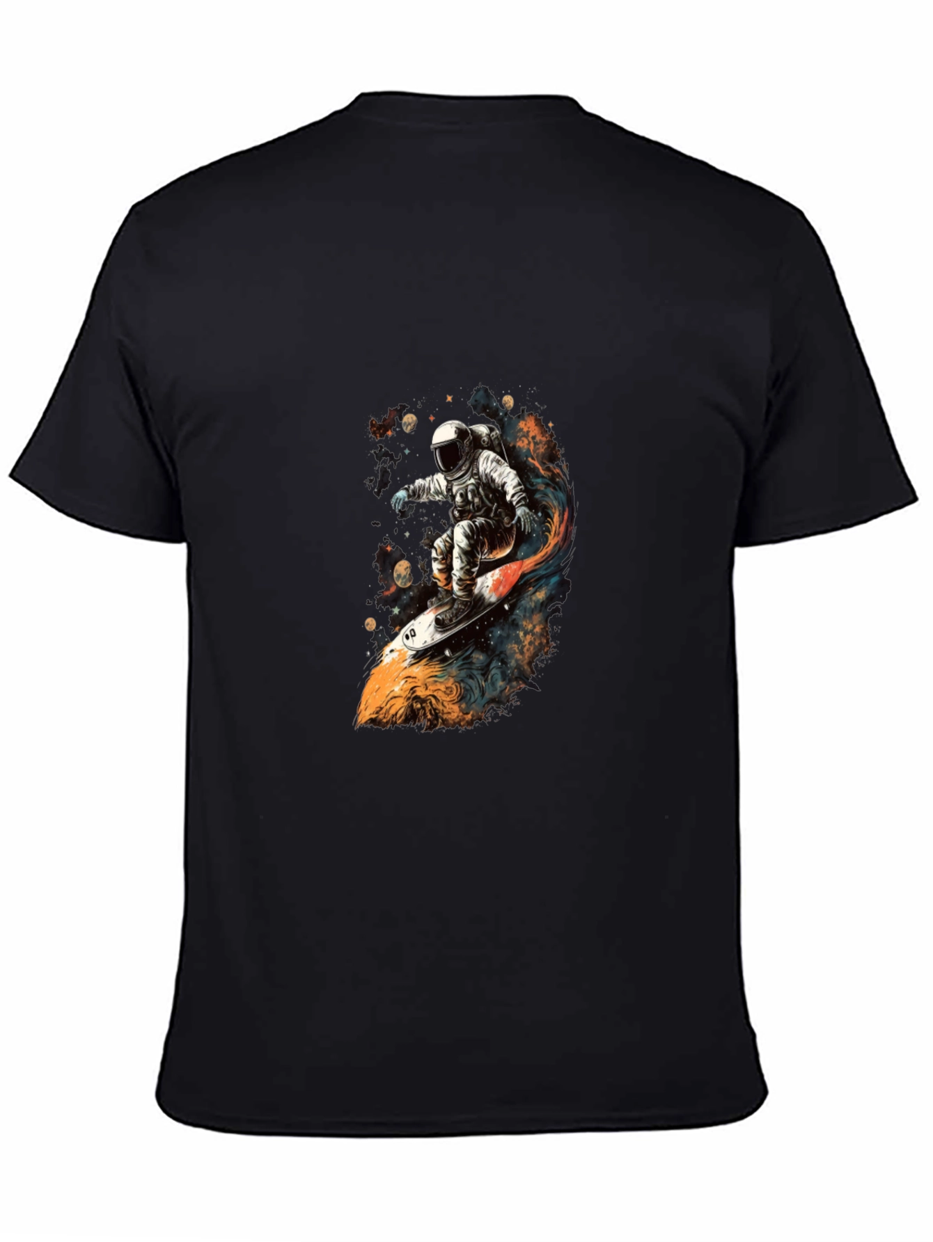 Black Astronaut Space Surfer Graphic T-Shirt view 4