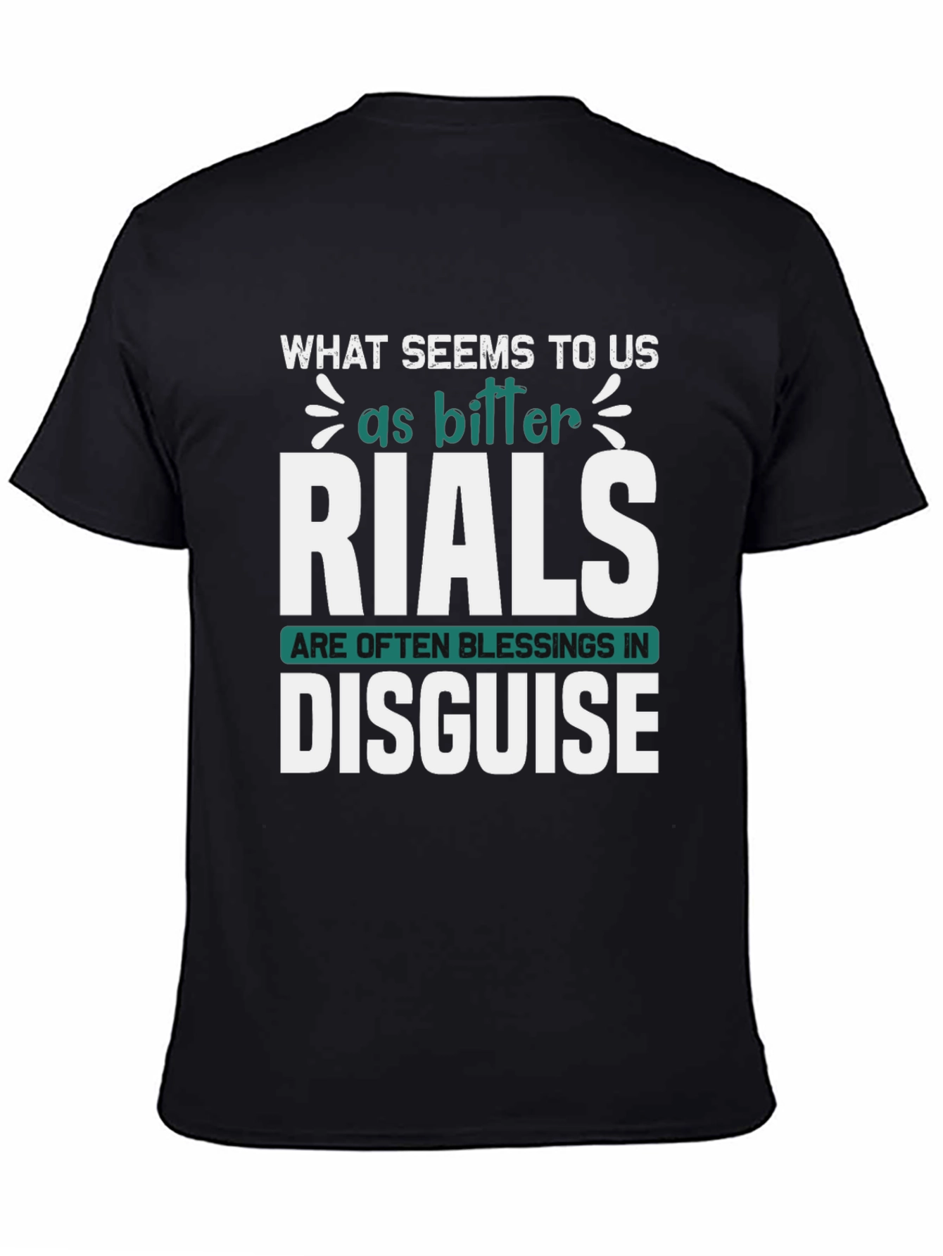 Black Inspirational Graphic Tee: Trials Are Blessings Disguised view 4