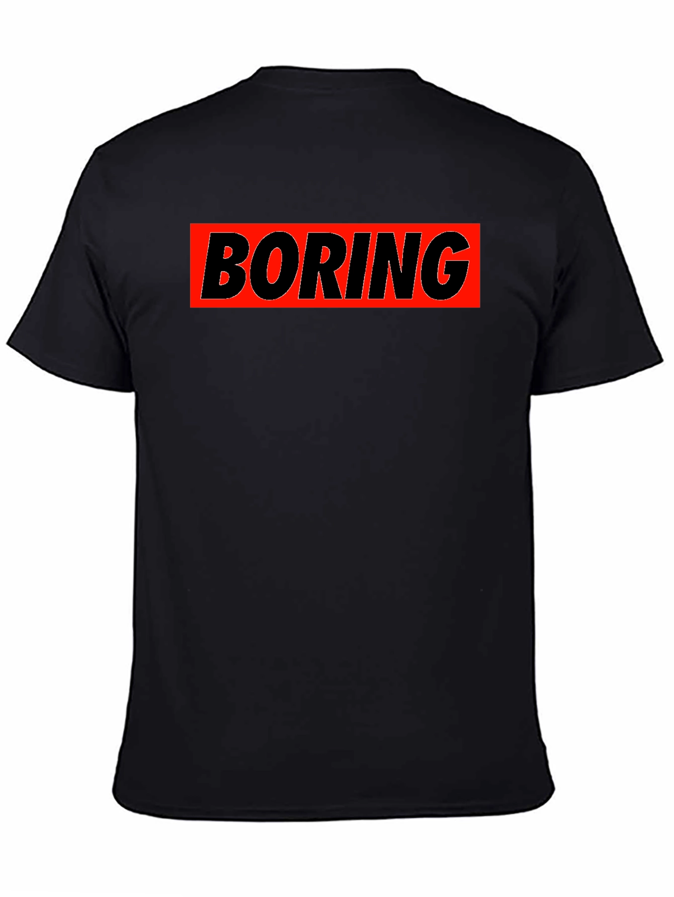 Black Boring Graphic T-Shirt - Classic Crew Neck view 4