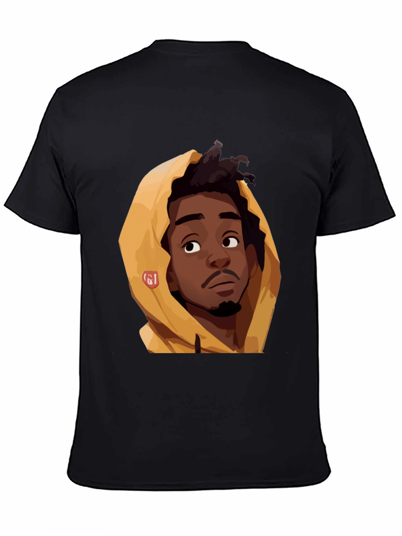 Cartoon Portrait Graphic Black T-Shirt - 4