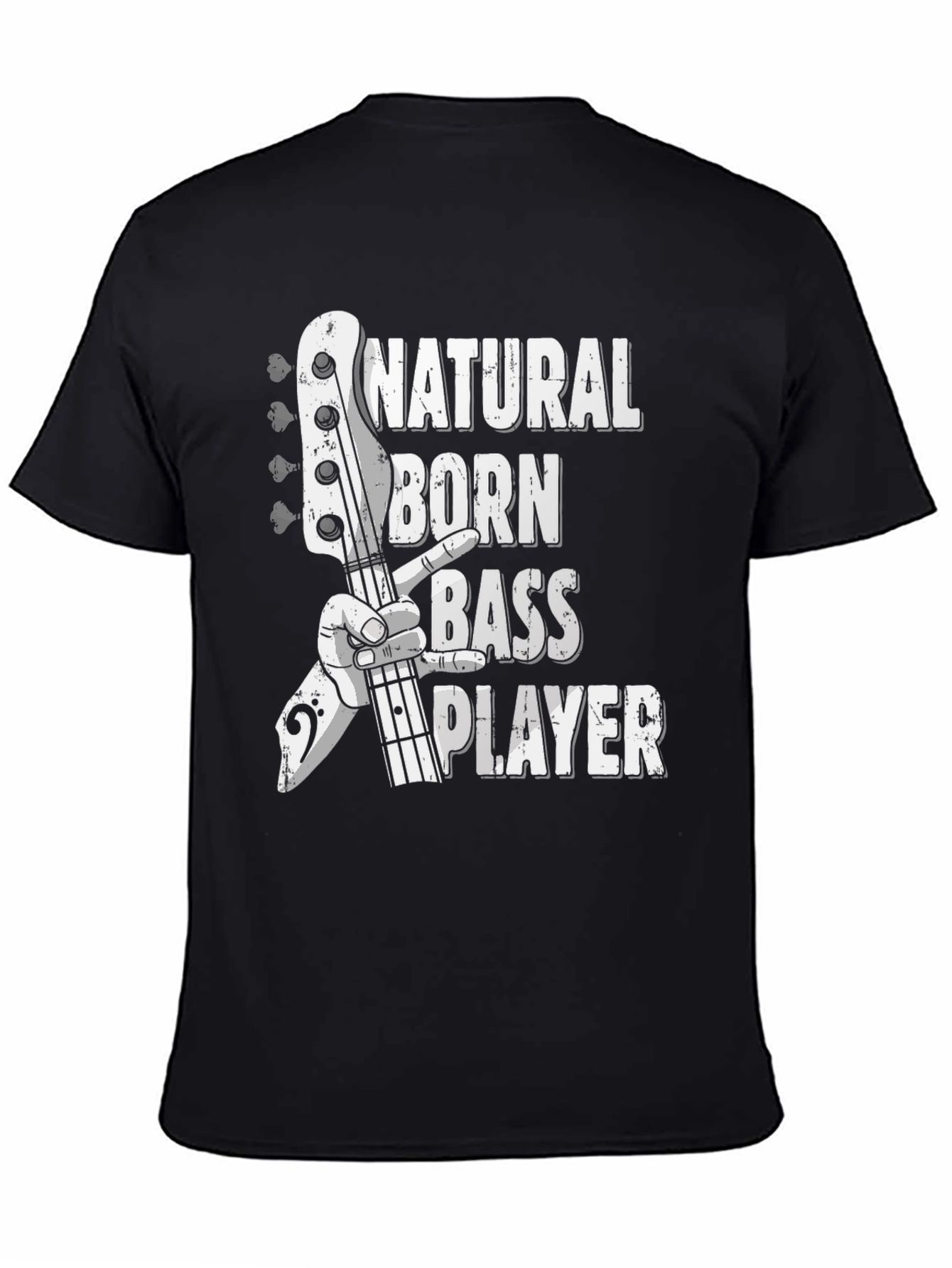 Black Natural Born Bass Player Graphic Tee view 4