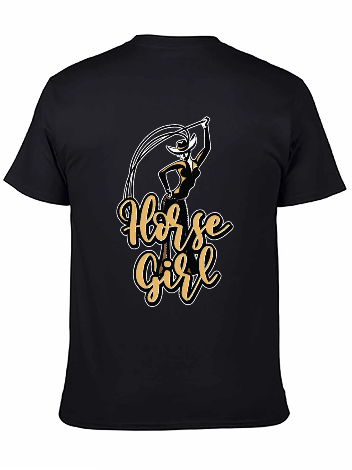 Black Horse Girl Graphic T-Shirt - Black view 4