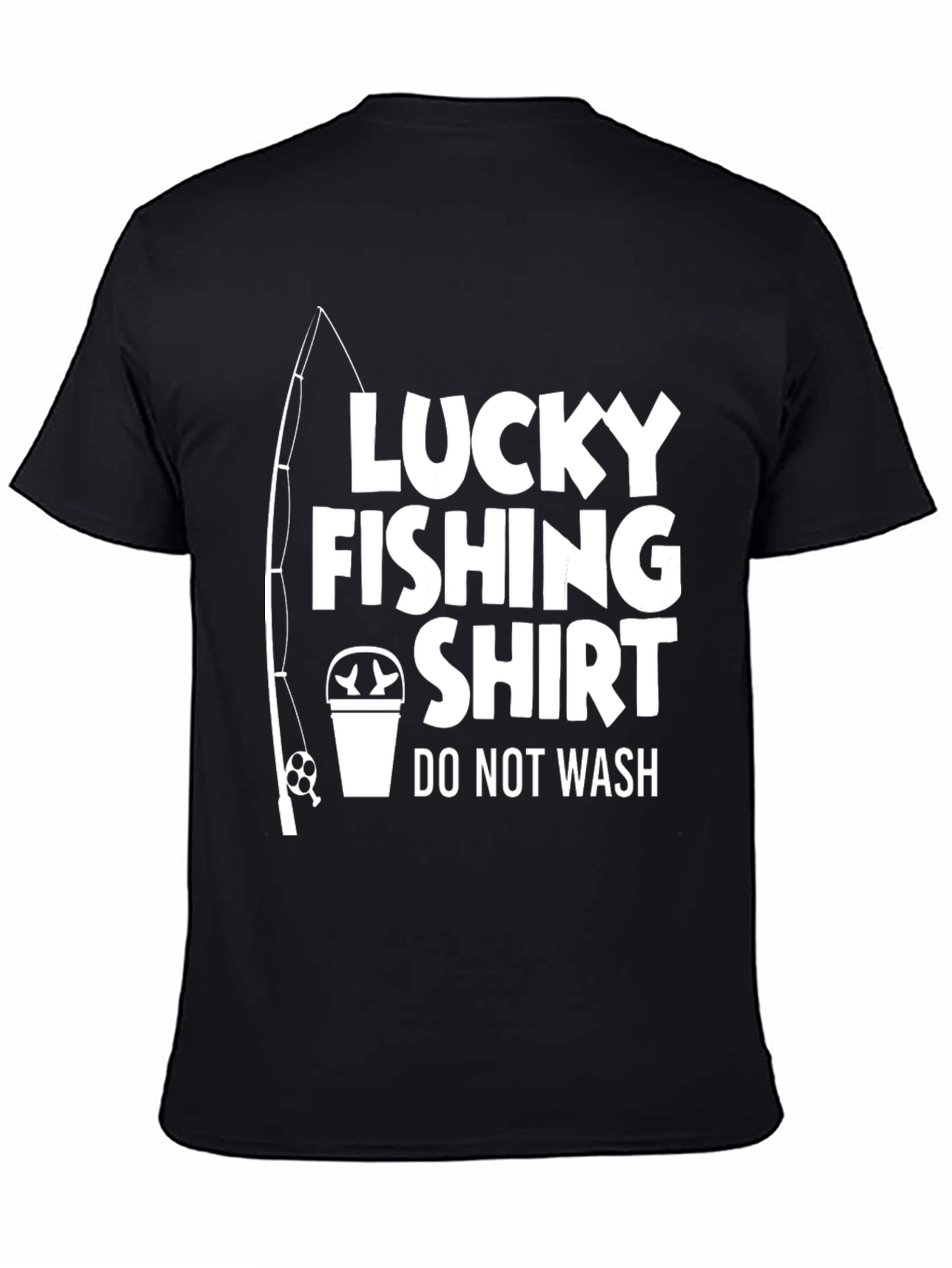 Black Lucky Fishing Shirt - Novelty Graphic Tee view 4