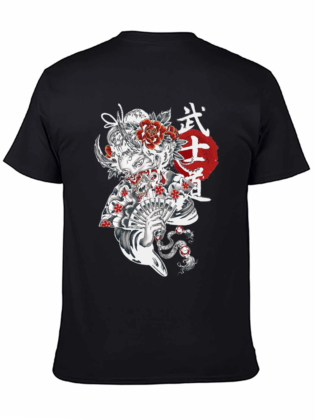 Black Japanese Geisha T-Shirt view 4