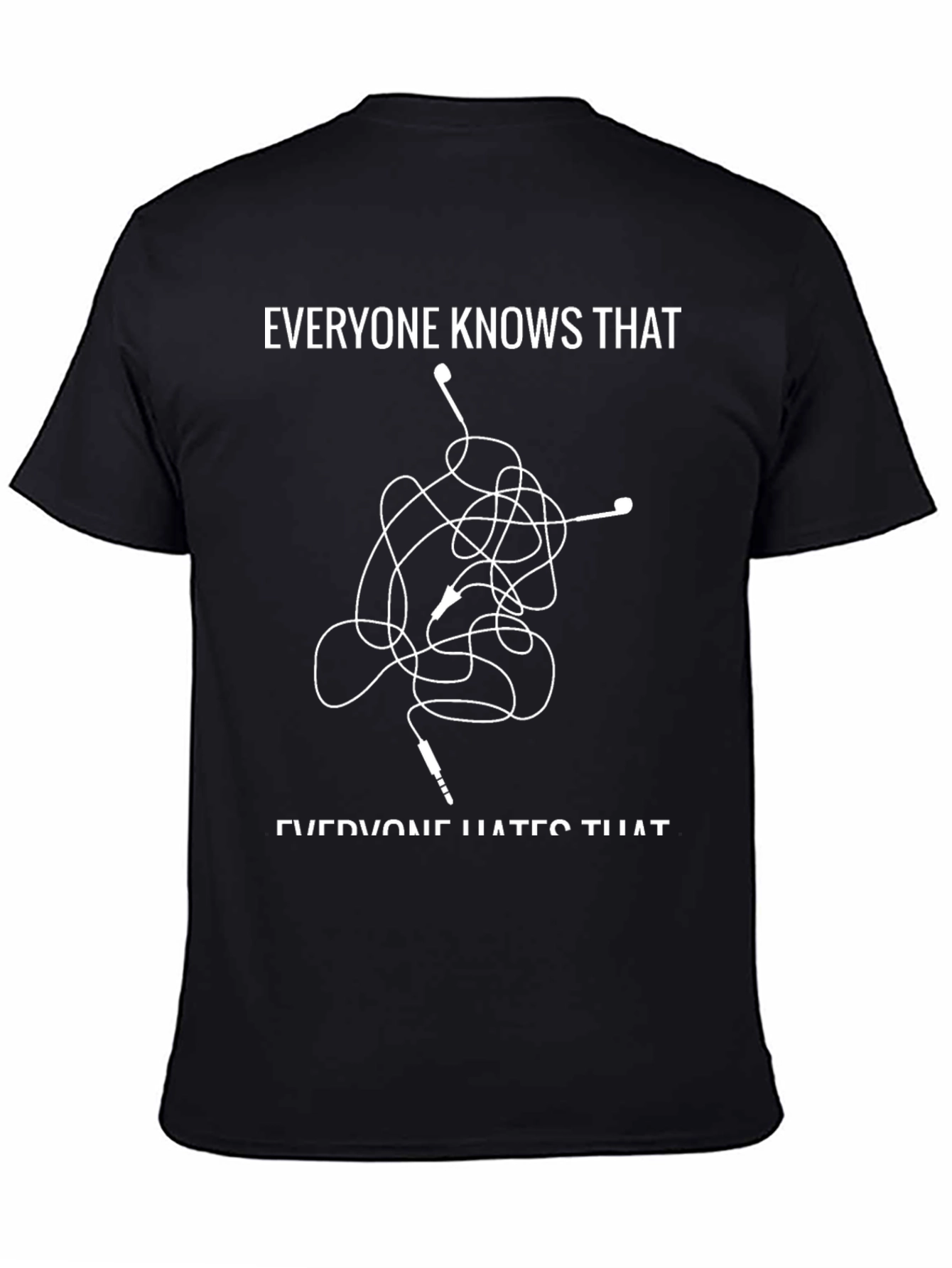 Black Tangled Earbuds Graphic Tee - Everyone Hates That! view 4
