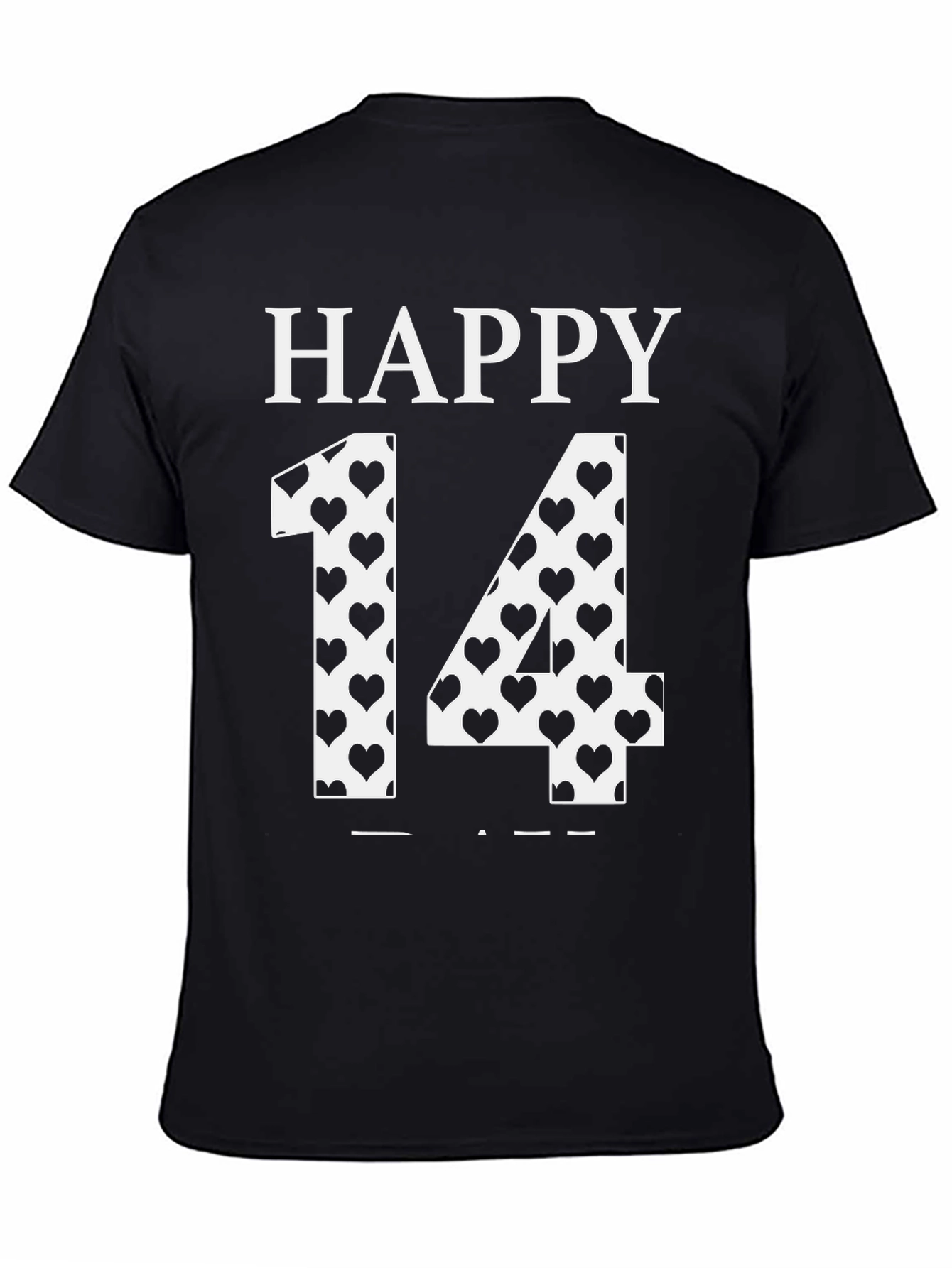 Happy 14 Valentines Day Heart Print T-Shirt - 4