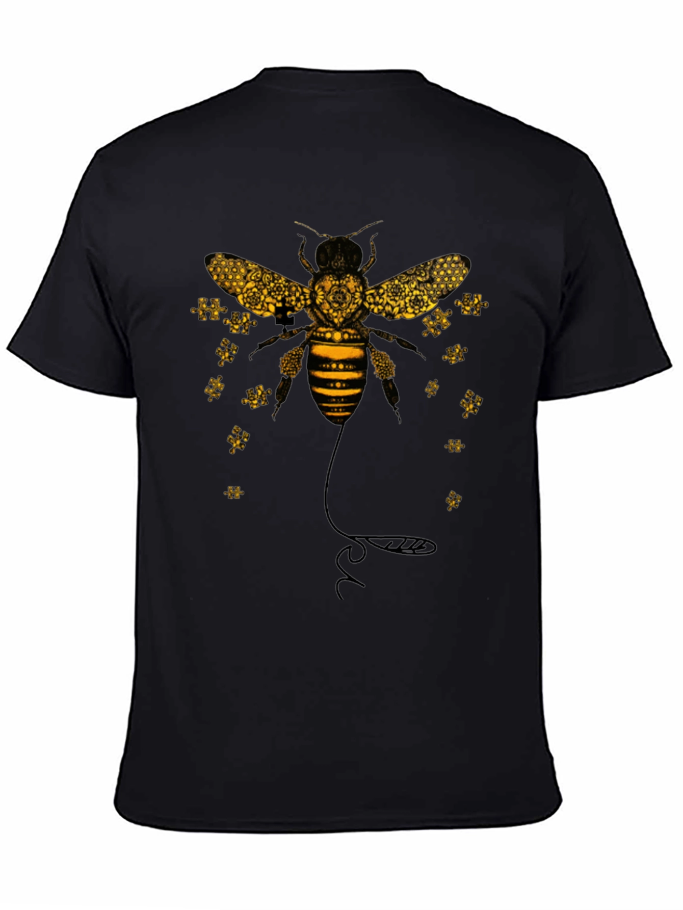 Black Geometric Bee Graphic Black Tee view 4