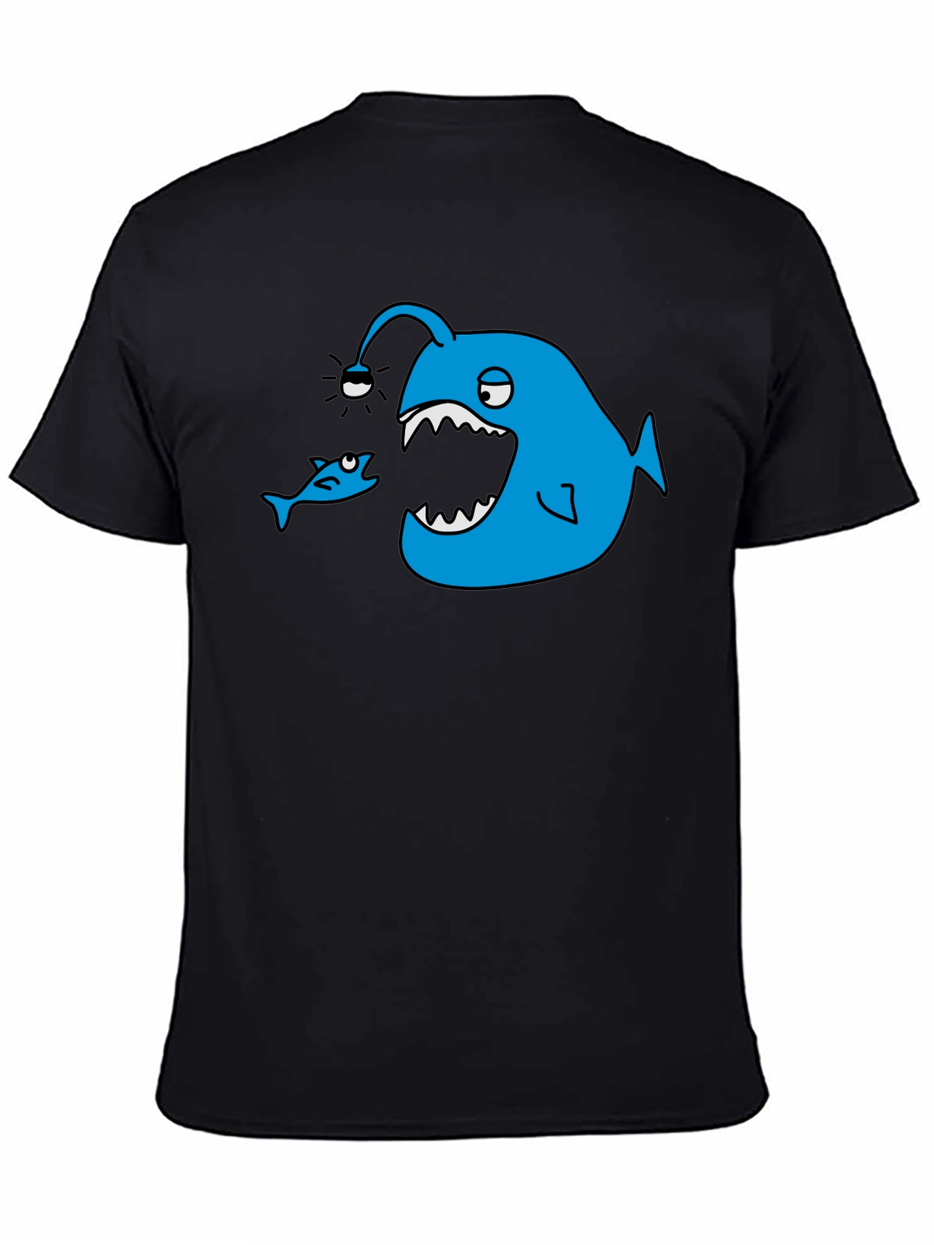 Black Angler Fish Graphic Tee - Black Cotton T-Shirt view 4