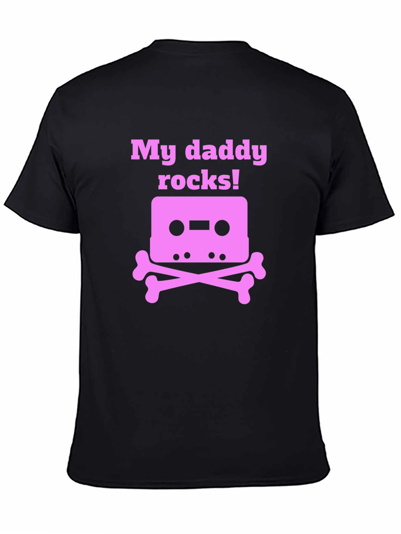 Black My Daddy Rocks! Cassette Skull T-Shirt view 4