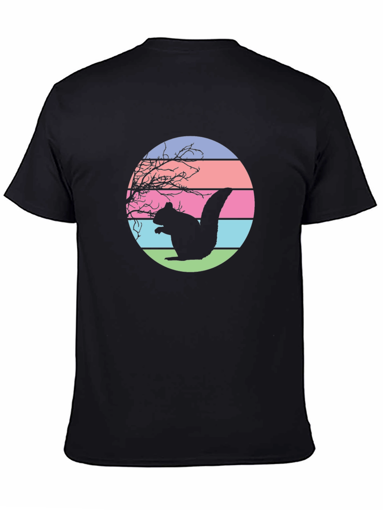 Black Retro Squirrel Sunset Graphic Tee - Black view 4