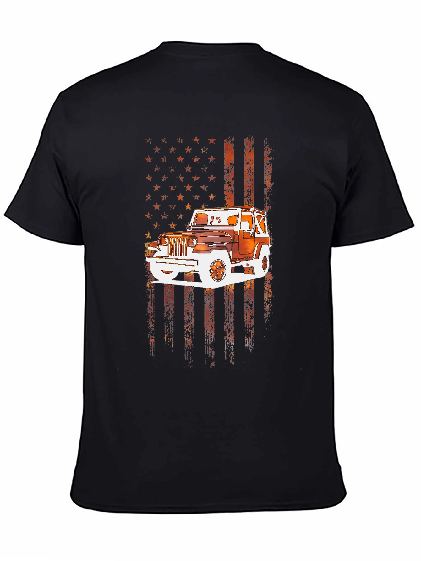 Black American Flag Jeep T-Shirt view 4