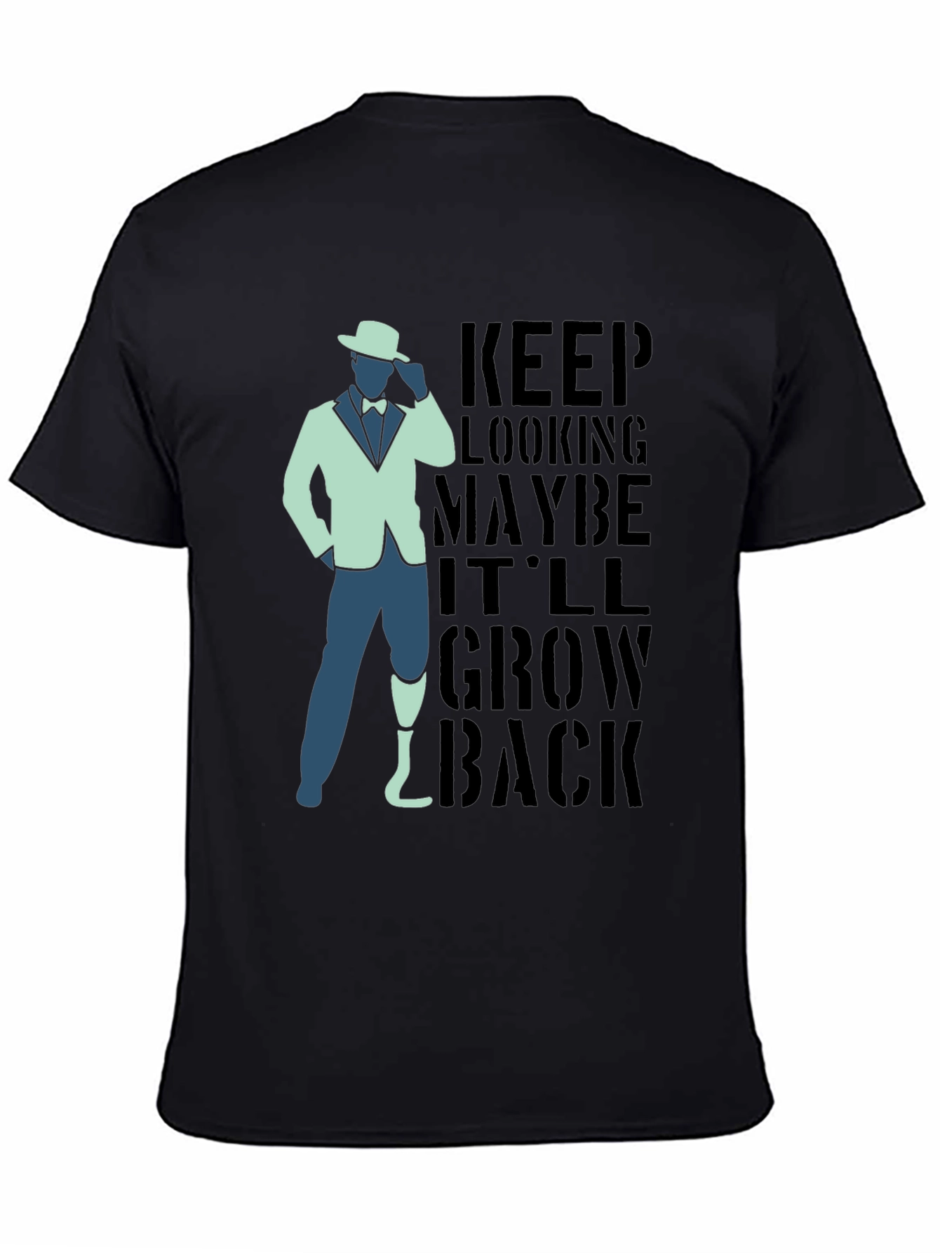 Black Keep Looking Humor Graphic T-Shirt view 4