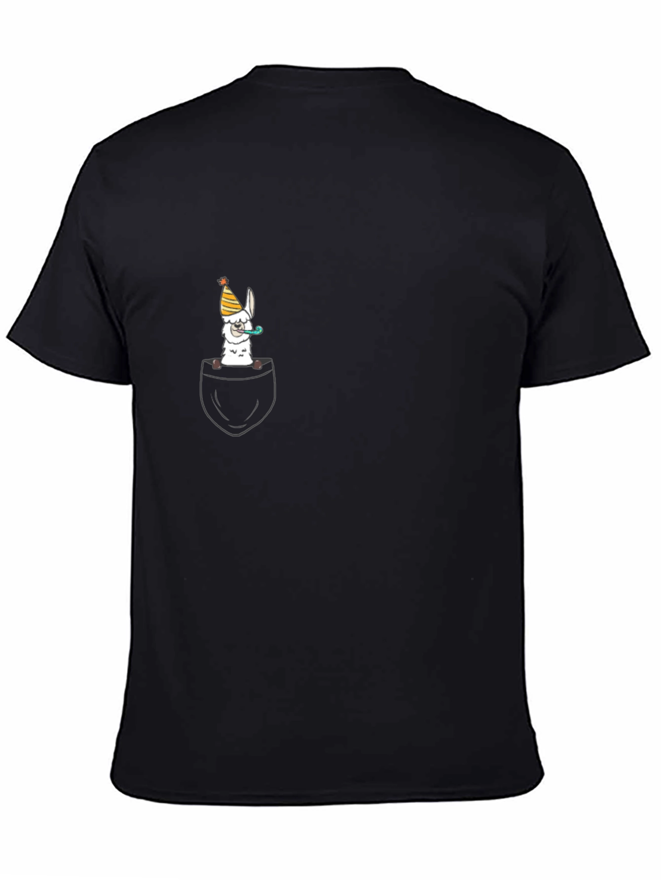 Llama Pocket Graphic Tee - Quirky Black T-Shirt - 4