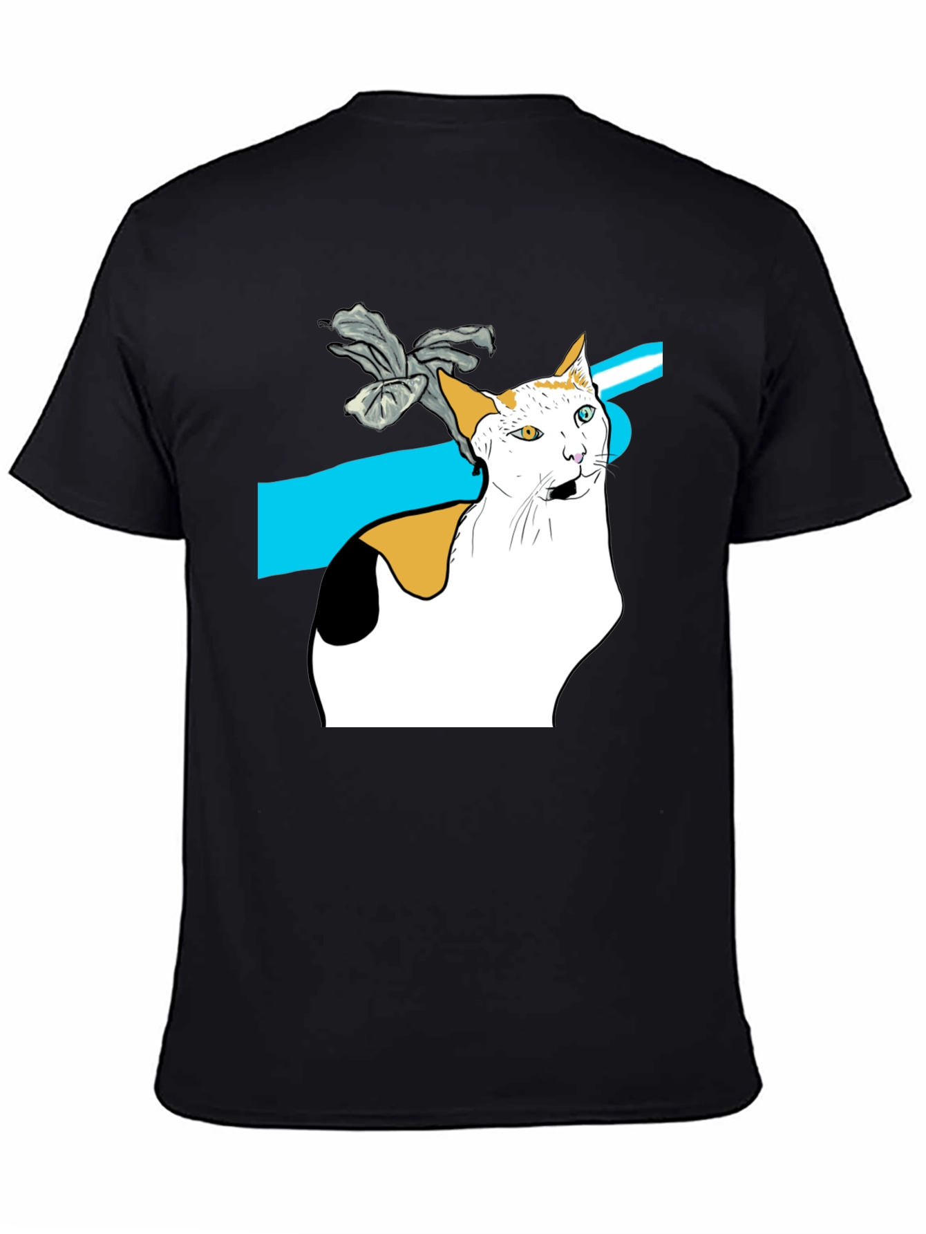 Black Cat Graphic Tee - Unique Heterochromia Cat Design view 4