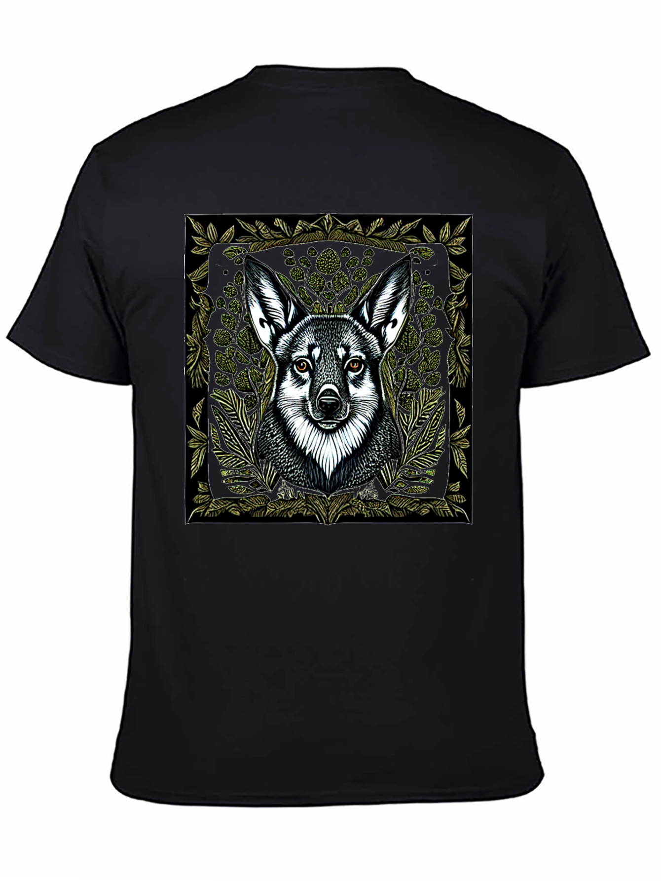 Black Wolf Graphic Print Black T-Shirt view 4