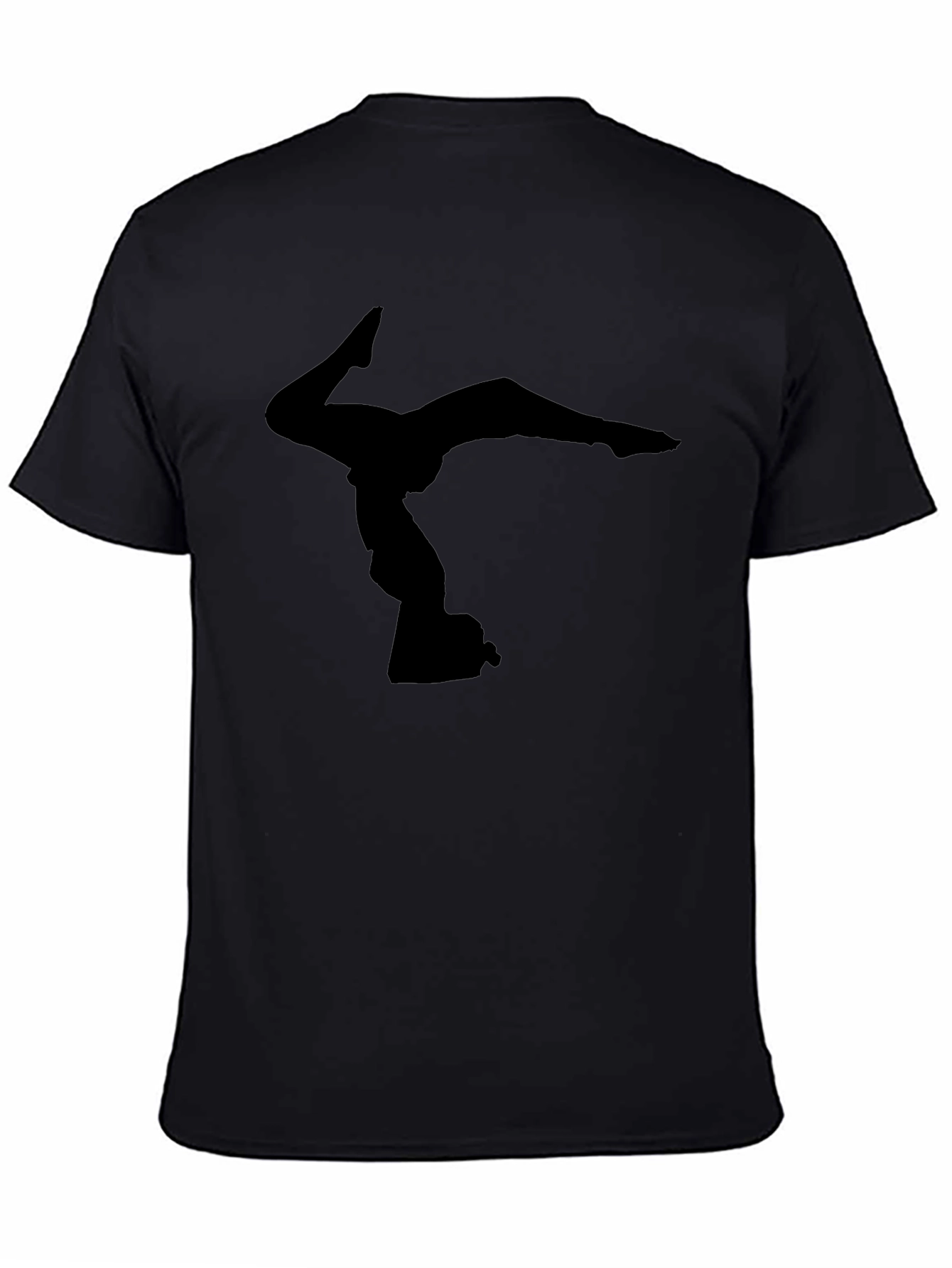 Black Gymnast Silhouette Graphic Tee - Black Cotton T-Shirt view 4