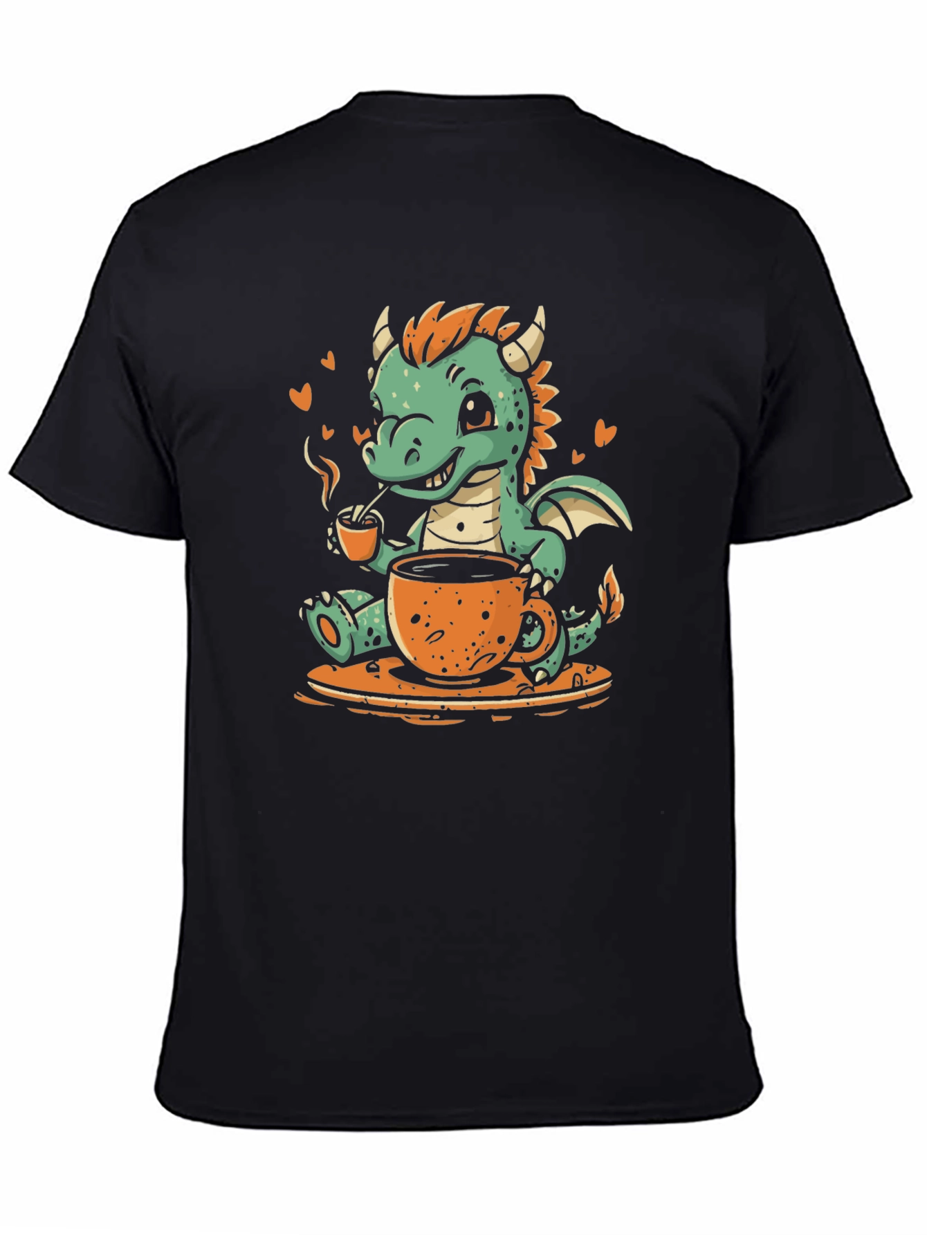 Black Cute Dragon Coffee Lover Graphic Tee view 4