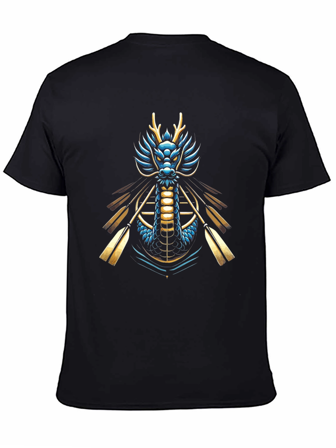 Black Dragon Boat T-Shirt - Unique Graphic Tee view 4