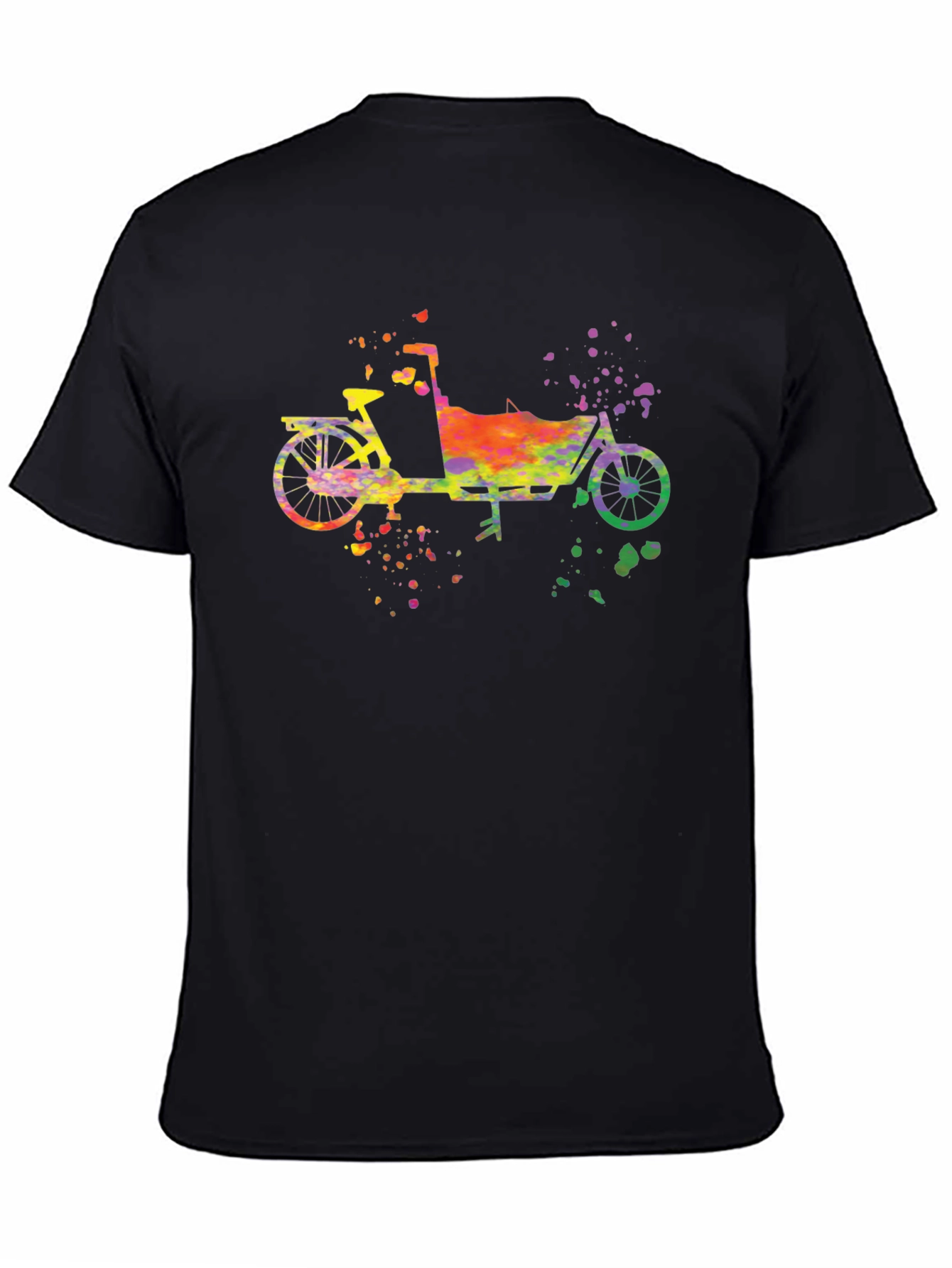 Black Watercolor Cargo Bike T-Shirt - Unique Graphic Tee view 4