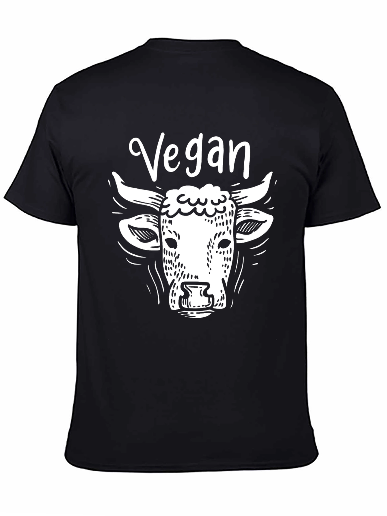 Black Vegan Cow Graphic T-Shirt - Unisex Black Tee view 4