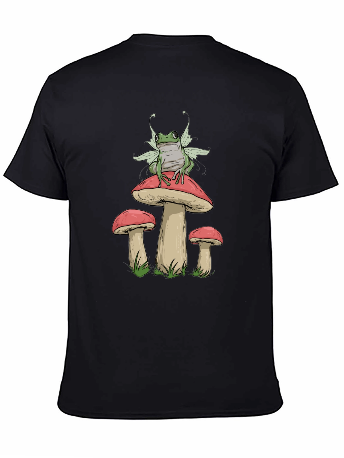 Black Frog Fairy Mushroom Graphic T-Shirt view 4