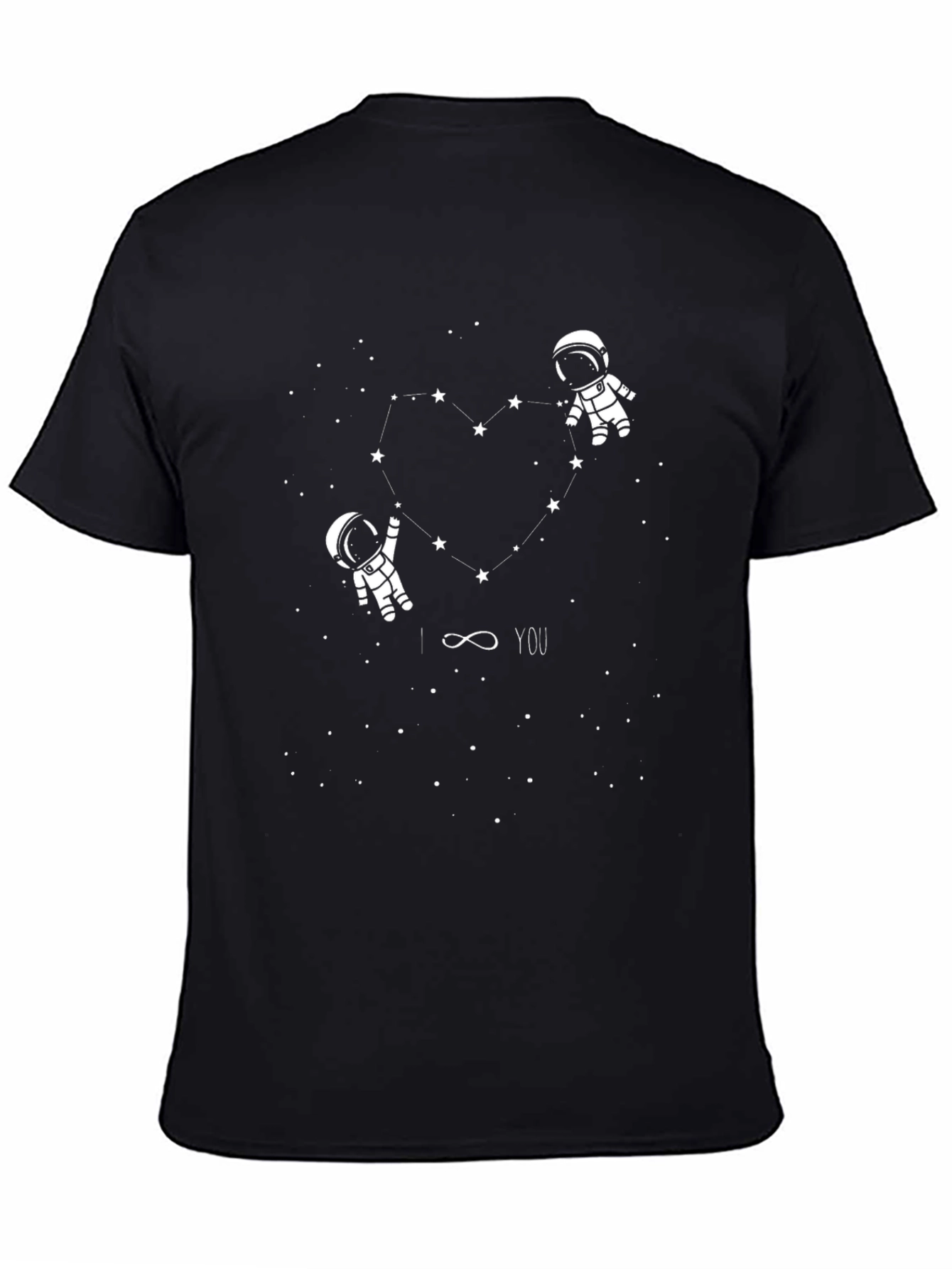 Black Astronaut Love Graphic Tee - Black Cotton T-Shirt view 4