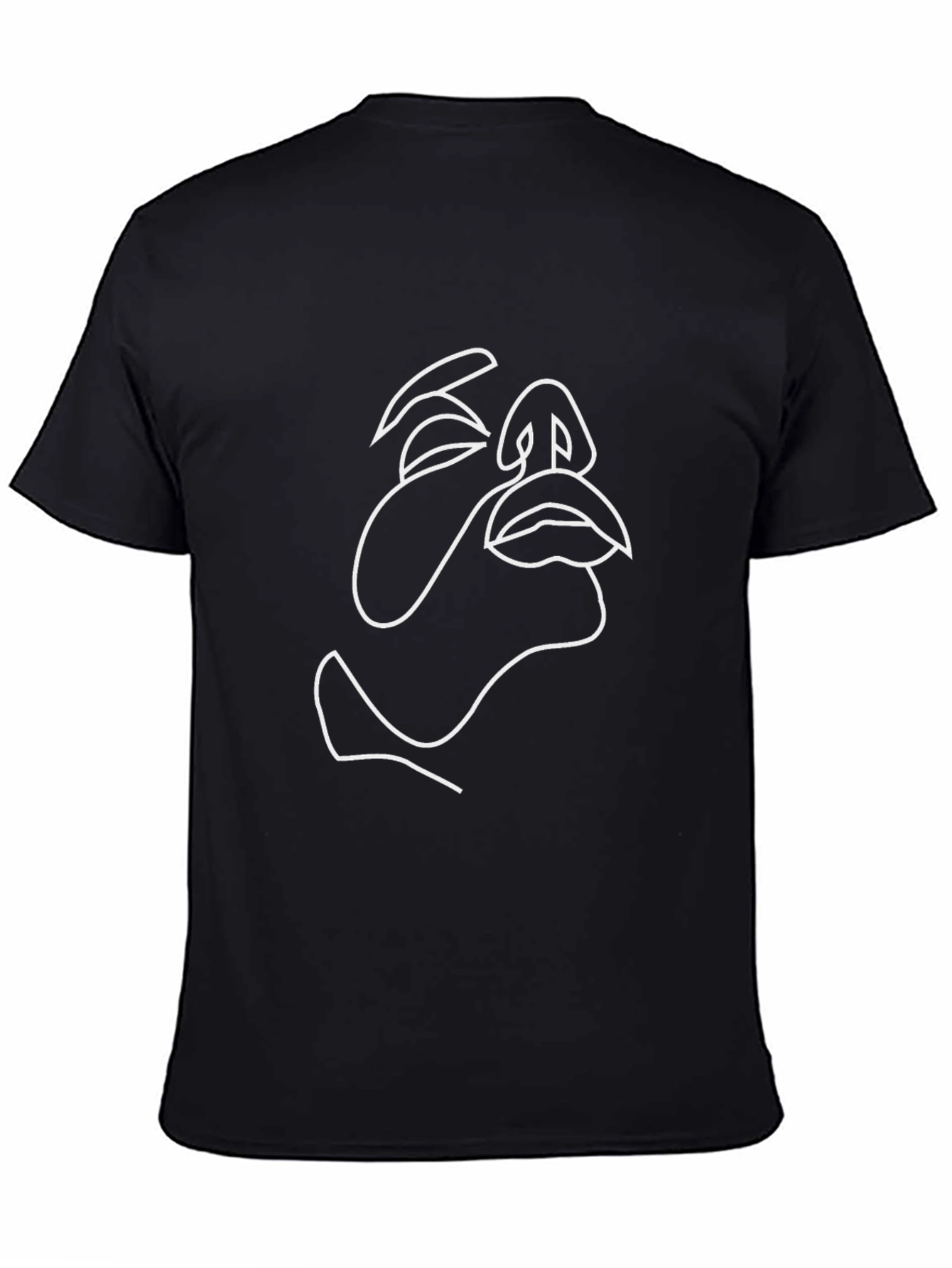 Black Abstract Face Line Art Black T-Shirt view 4