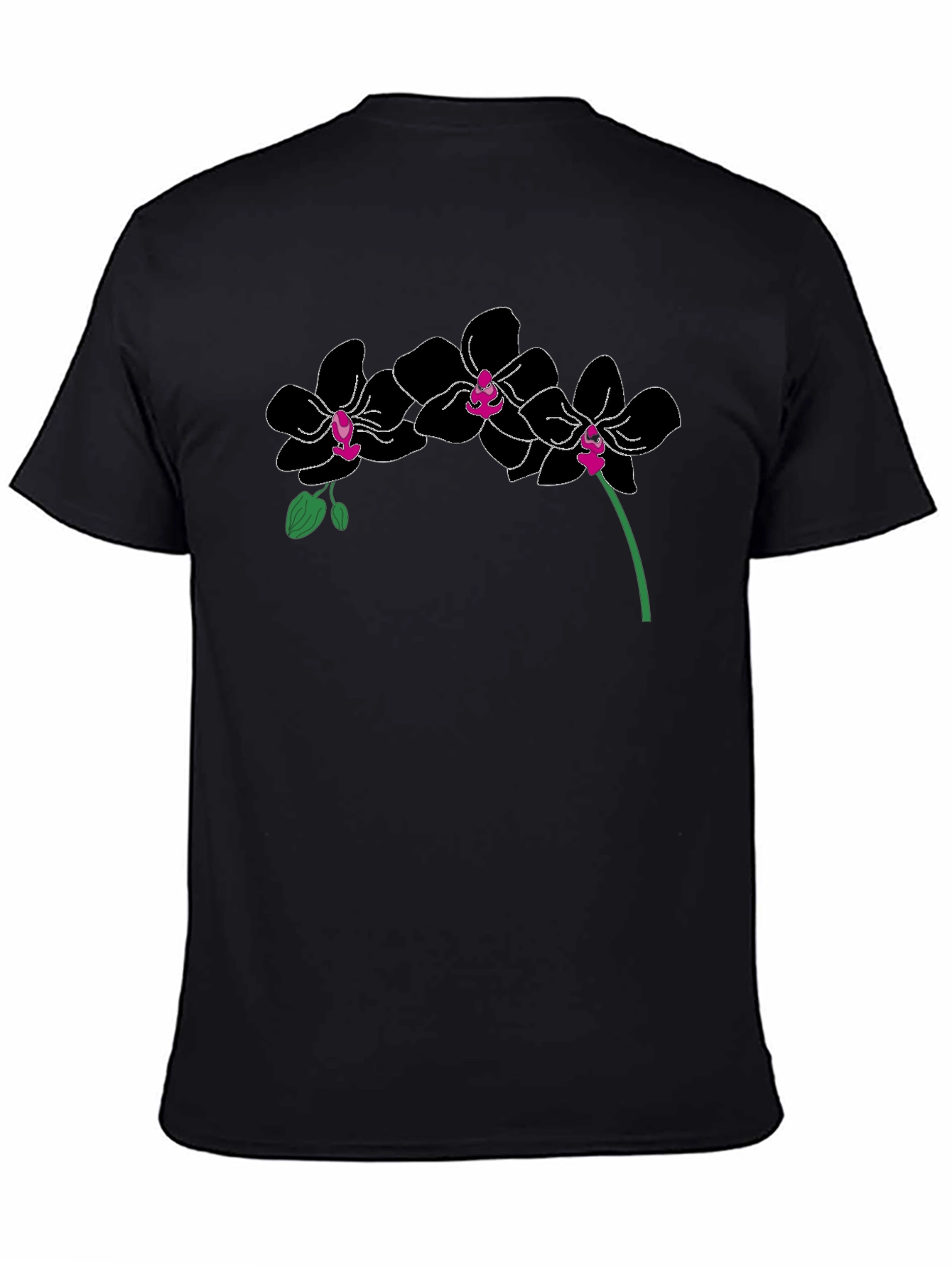 Black Black Orchid Graphic T-Shirt - Modern Floral Design view 4