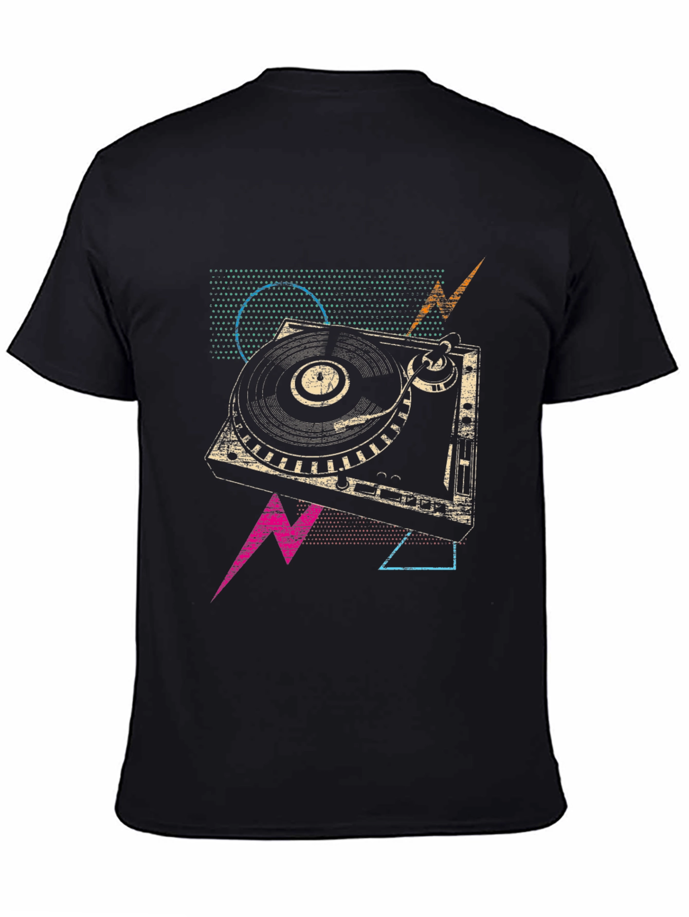 Black Retro Turntable Graphic Tee - Vintage DJ Style view 4
