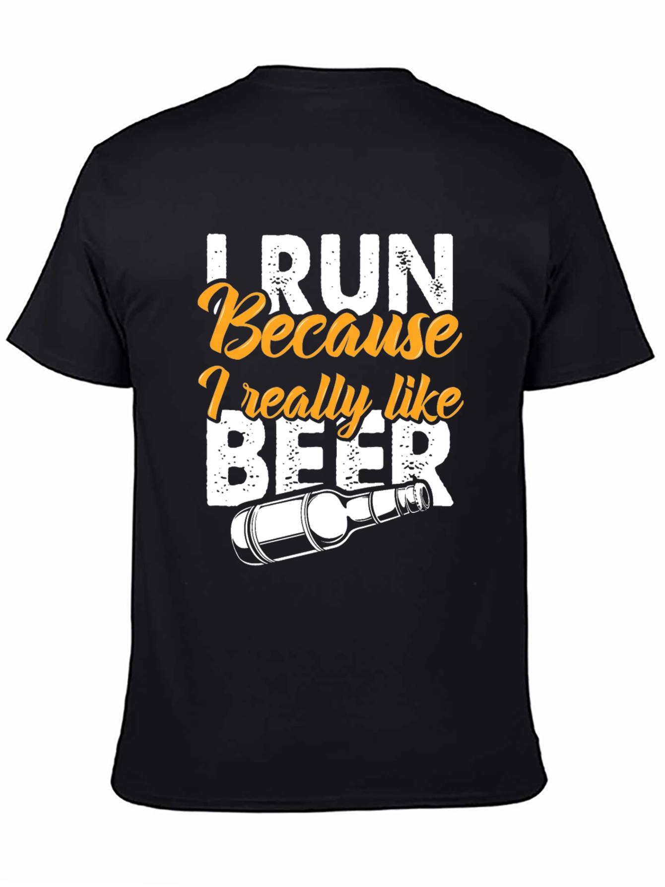 Black I Run Because I Really Like Beer T-Shirt view 4