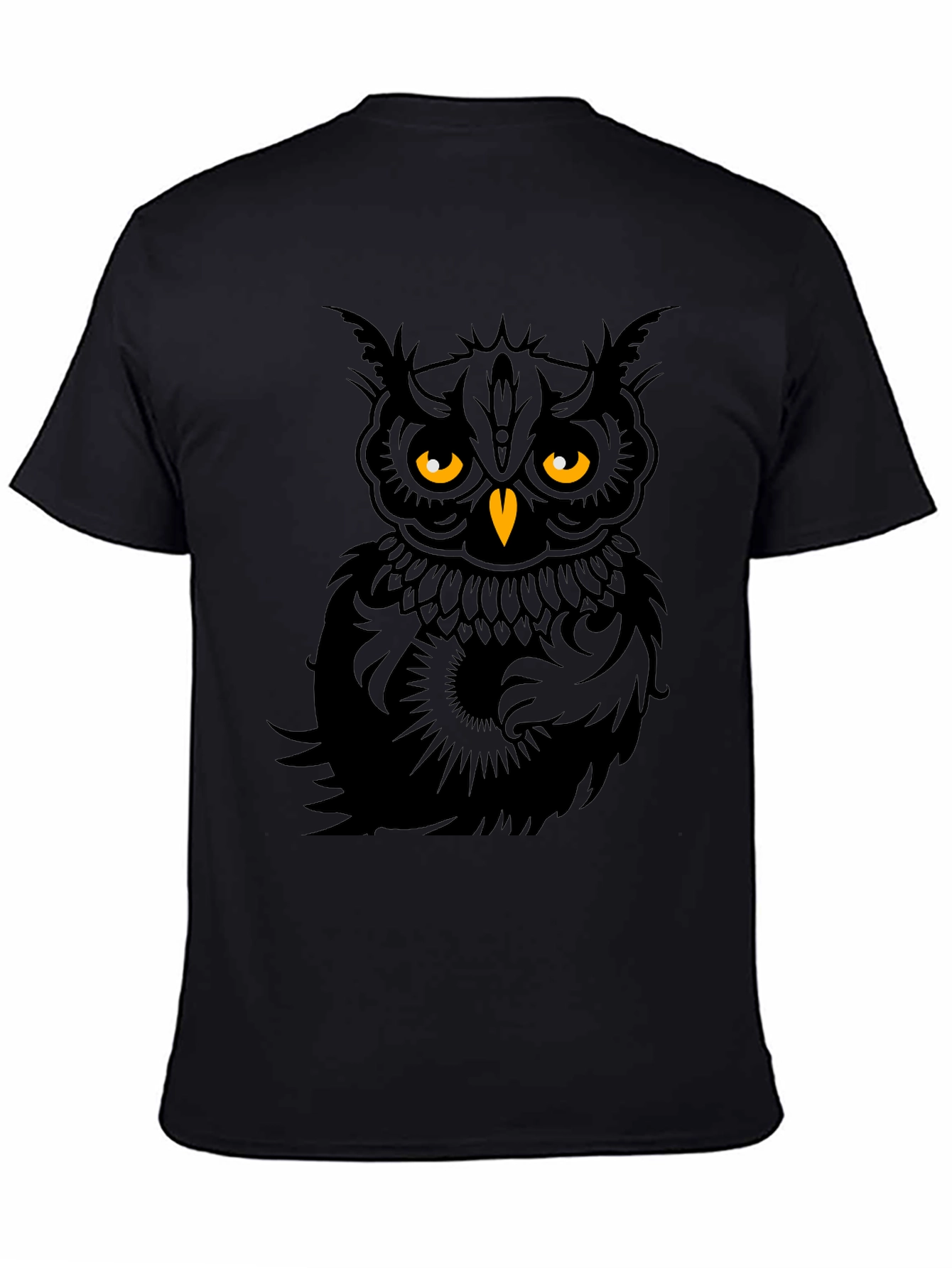 Men's Black Owl Graphic T-Shirt - 4