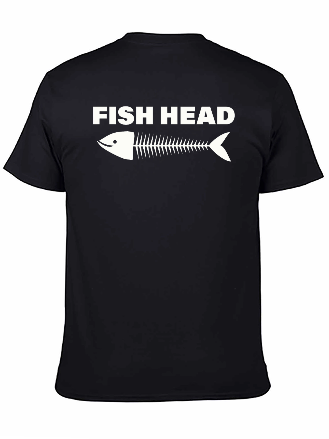 Black Fish Head Skeleton Graphic Tee - Black Cotton T-Shirt view 4