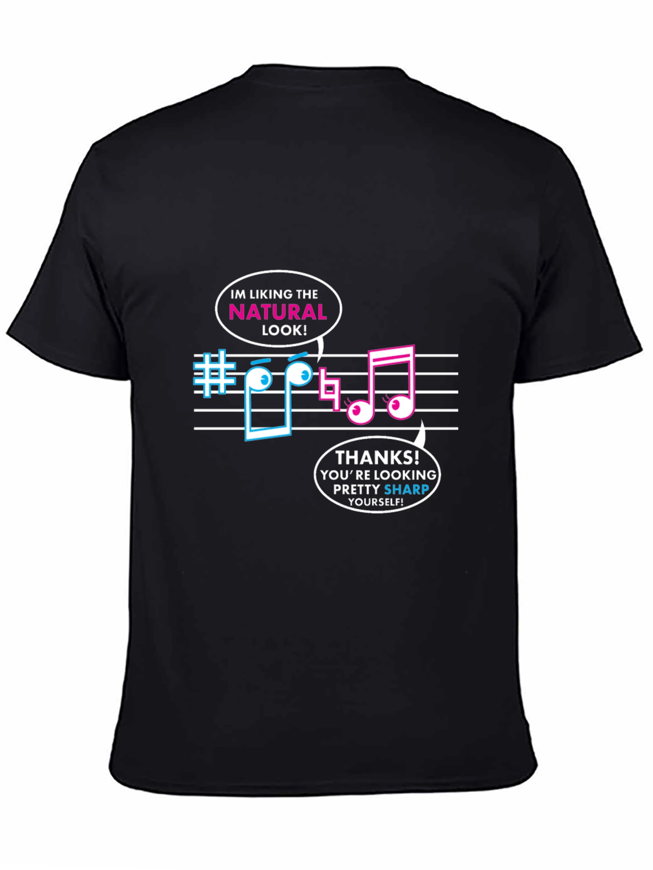Black Musical Pun Black T-Shirt - Natural Look Sharp Tee view 4