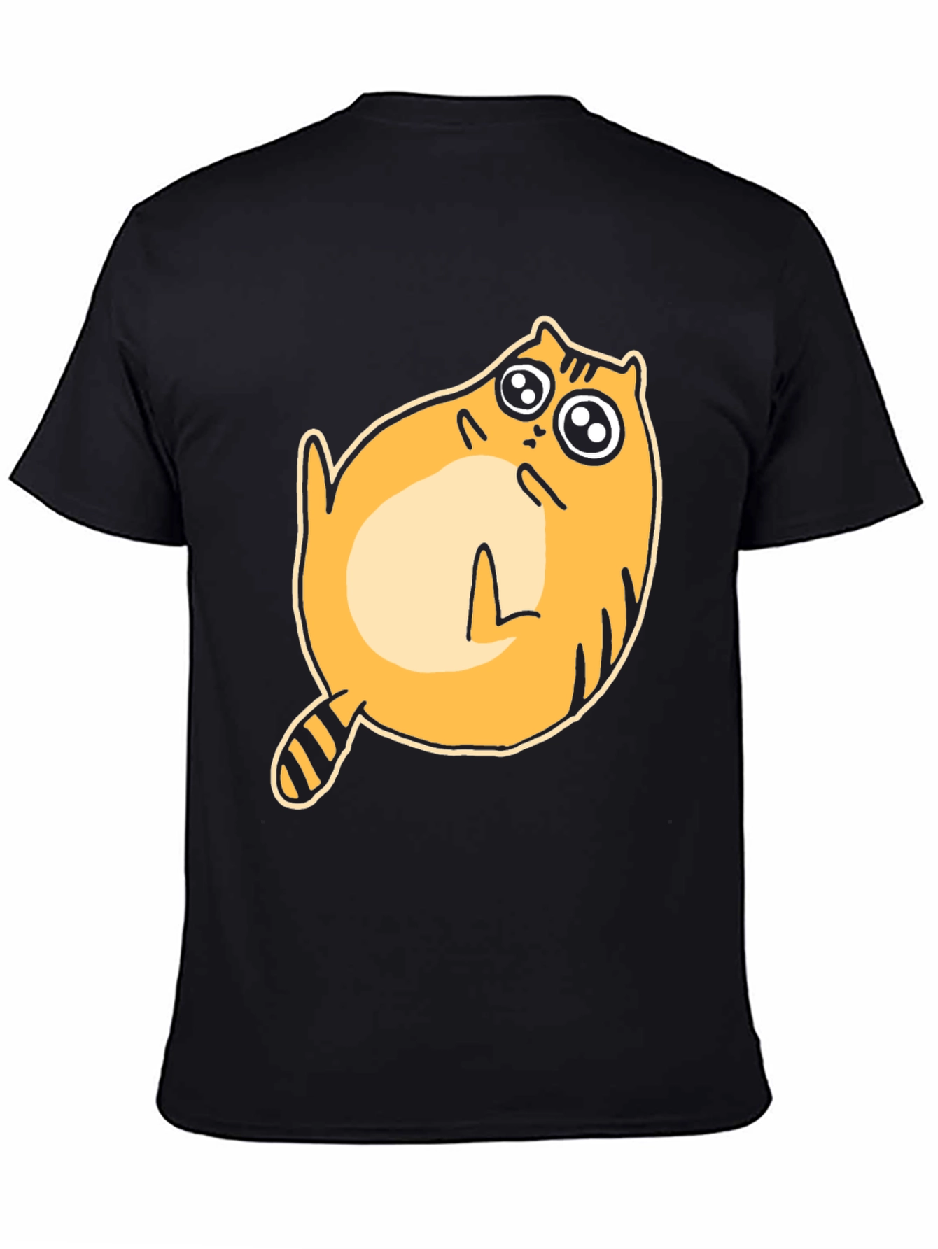 Black Funny Cat T-Shirt - Cute Cartoon Feline Tee view 4