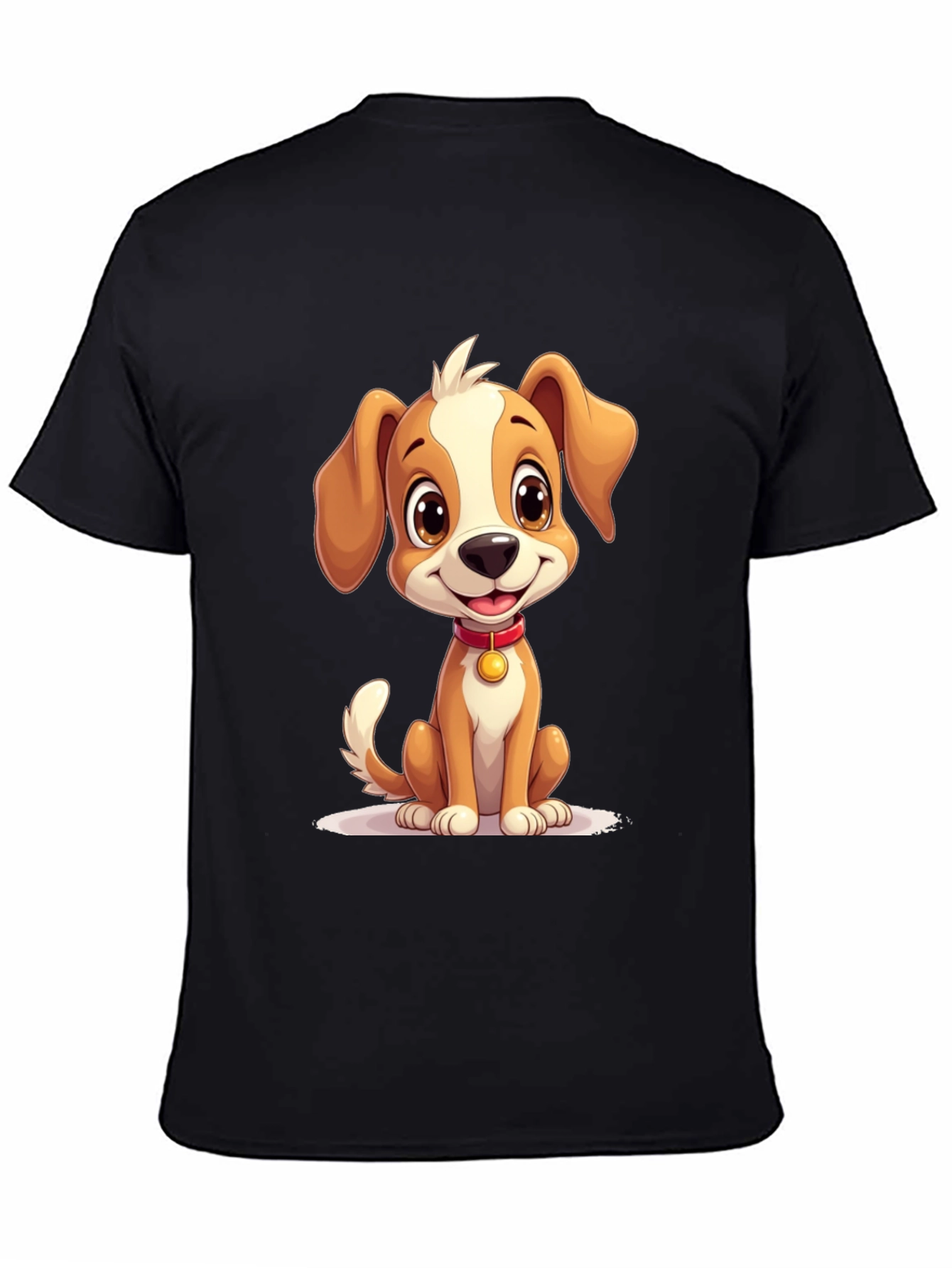 Black Cute Puppy Graphic T-Shirt - Soft Cotton Blend view 4
