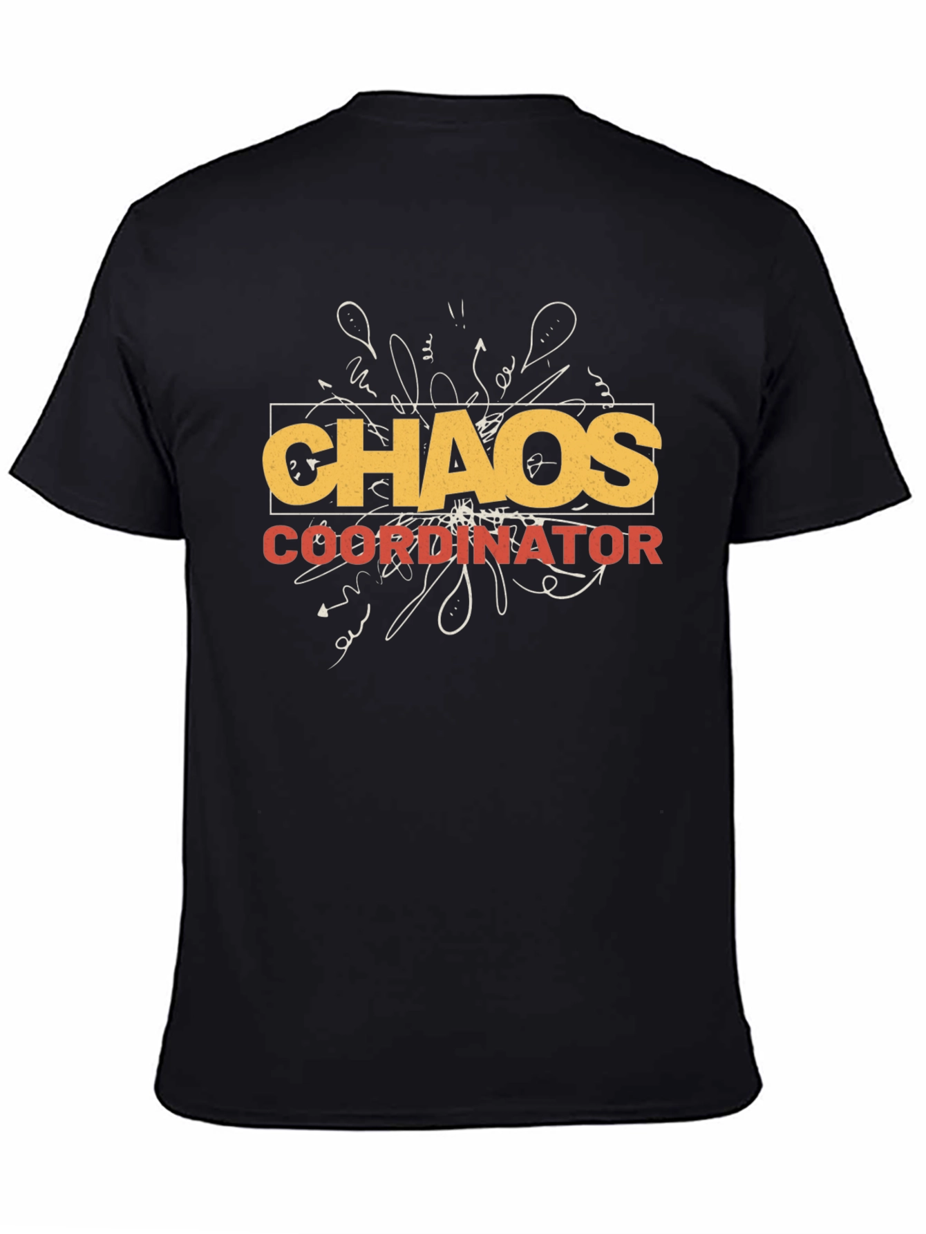 Black Chaos Coordinator Graphic Tee -  Novelty Men's T-Shirt view 4