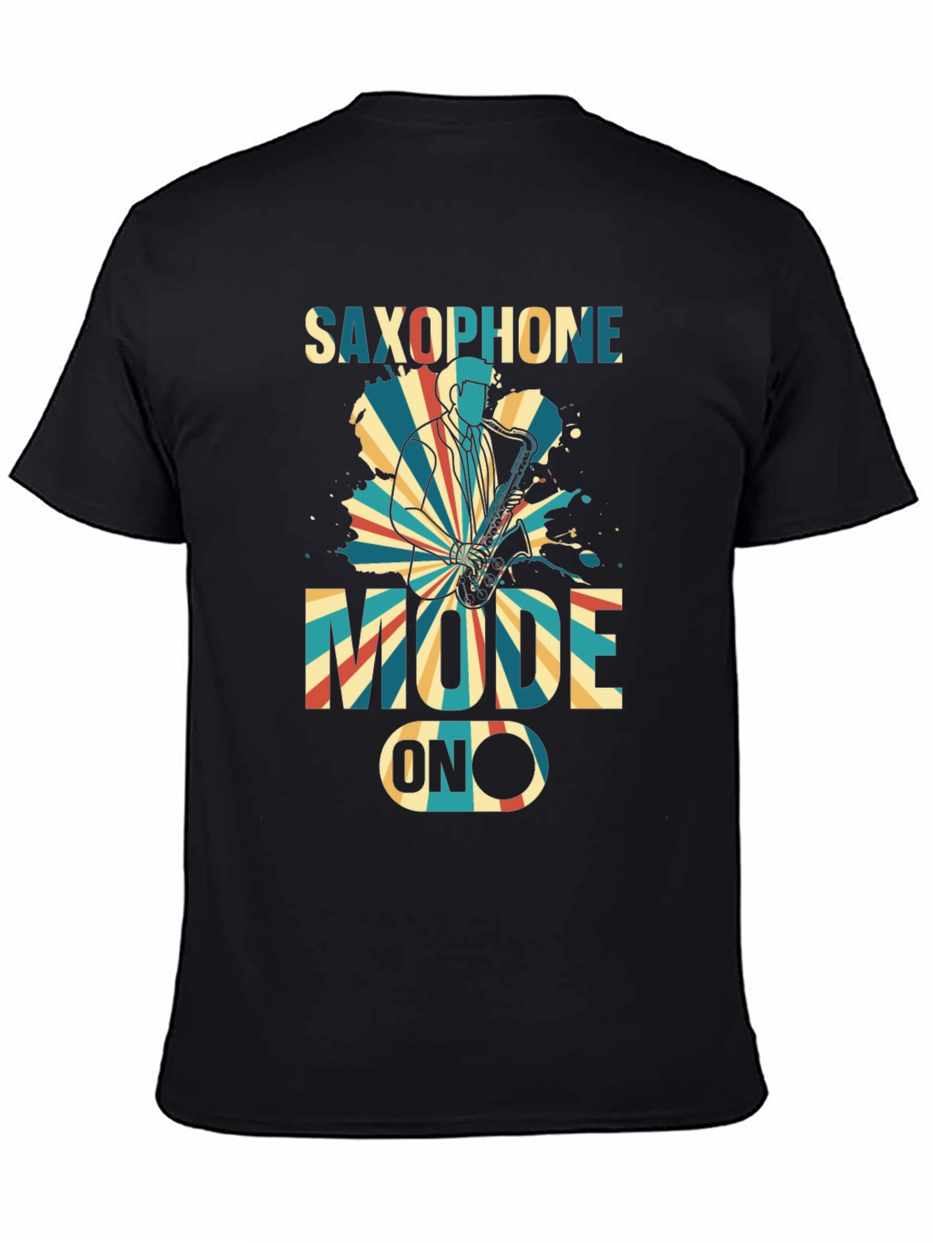 Black Saxophone Mode ON Graphic T-Shirt view 4