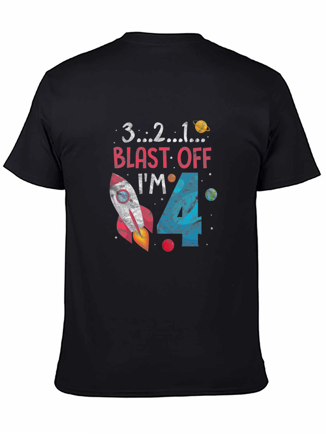 Blast Off 4th Birthday Kids T-Shirt - 4